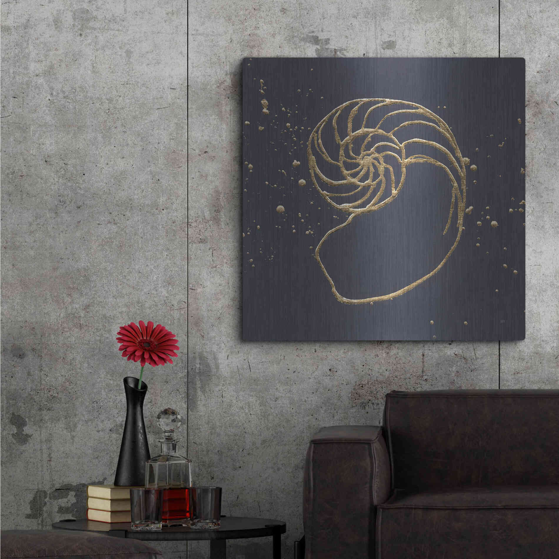 Luxe Metal Art 'Gold Nautilus II' by Chris Paschke, Metal Wall Art,36x36