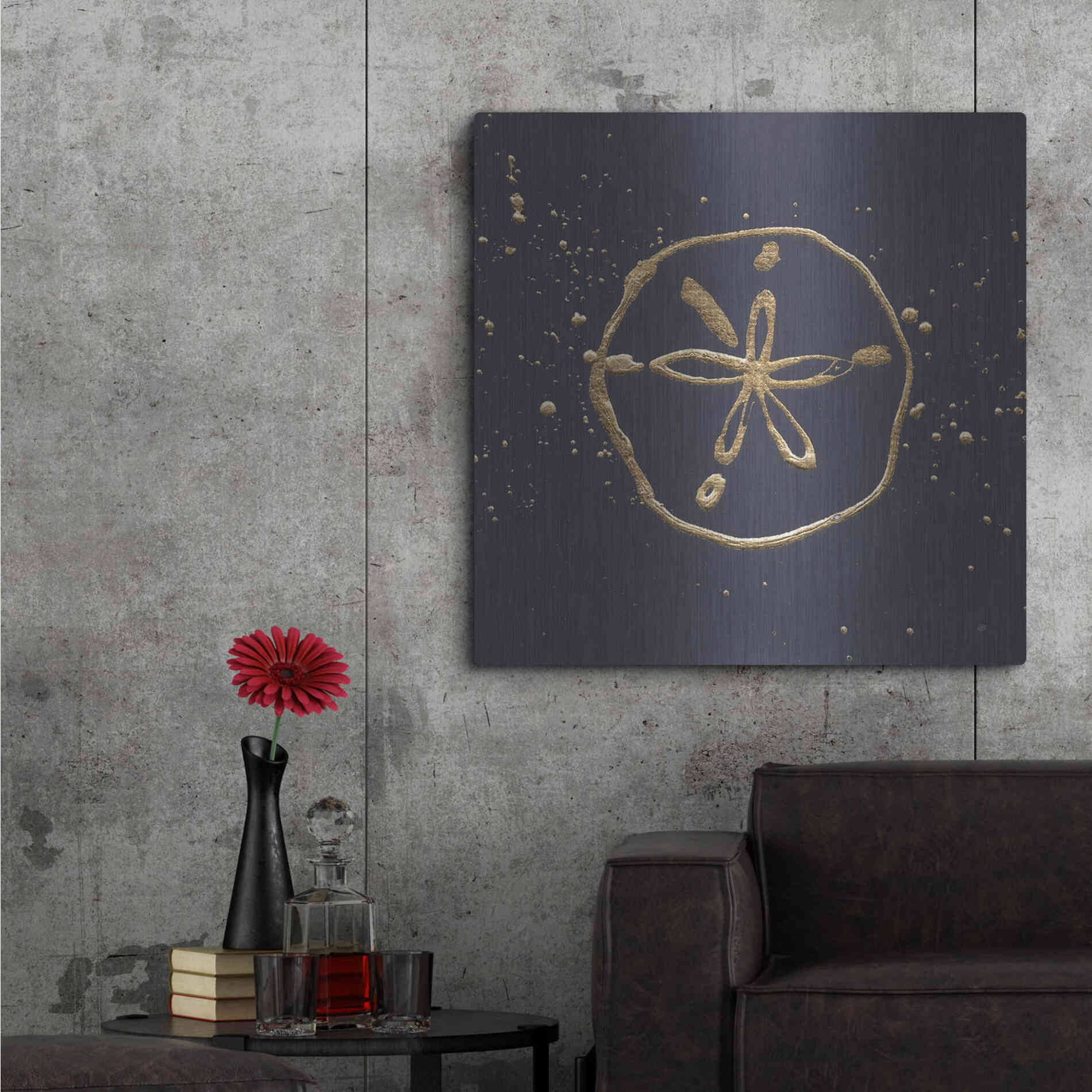 Luxe Metal Art 'Gold Sand Dollar I' by Chris Paschke, Metal Wall Art,36x36
