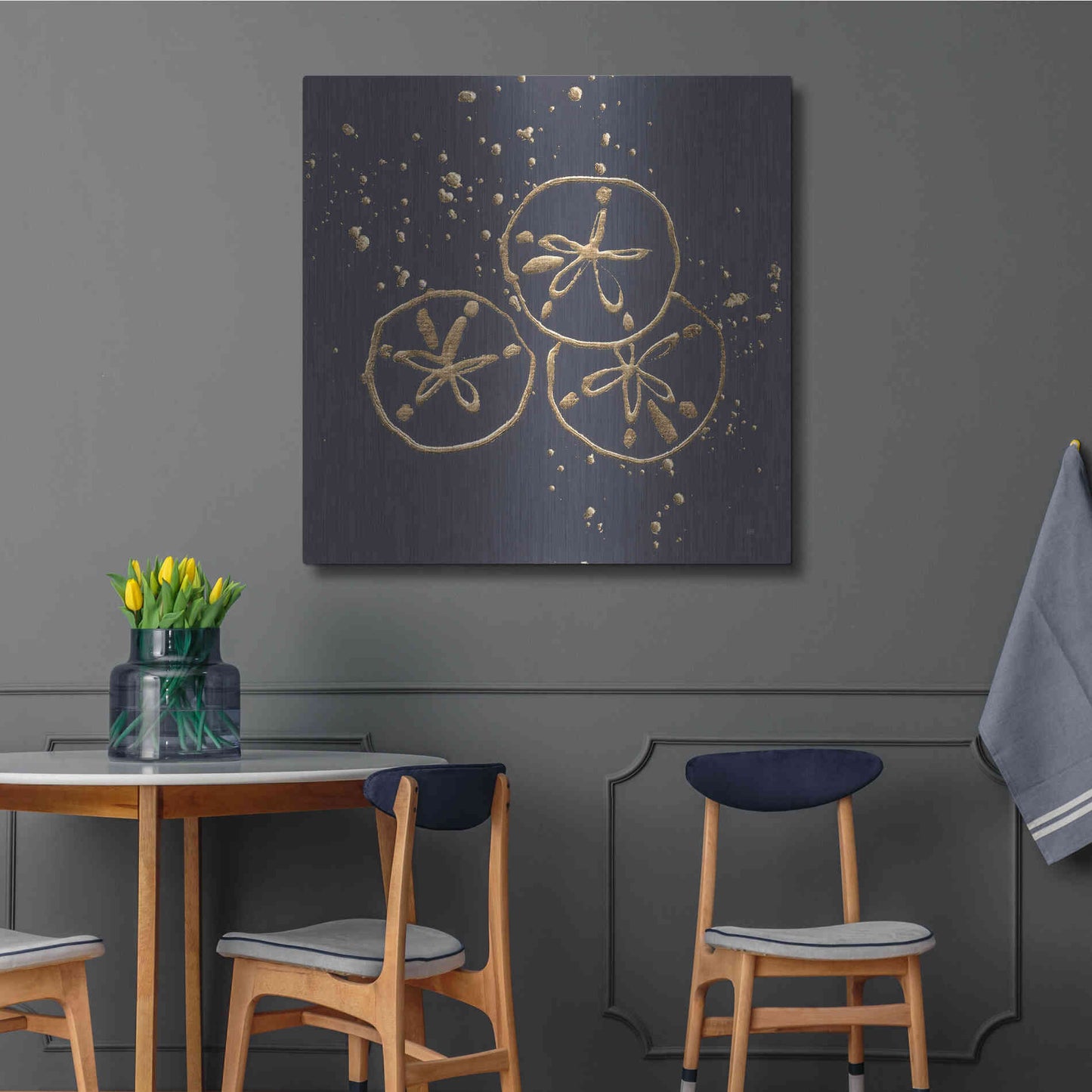 Luxe Metal Art 'Gold Sand Dollar II' by Chris Paschke, Metal Wall Art,36x36