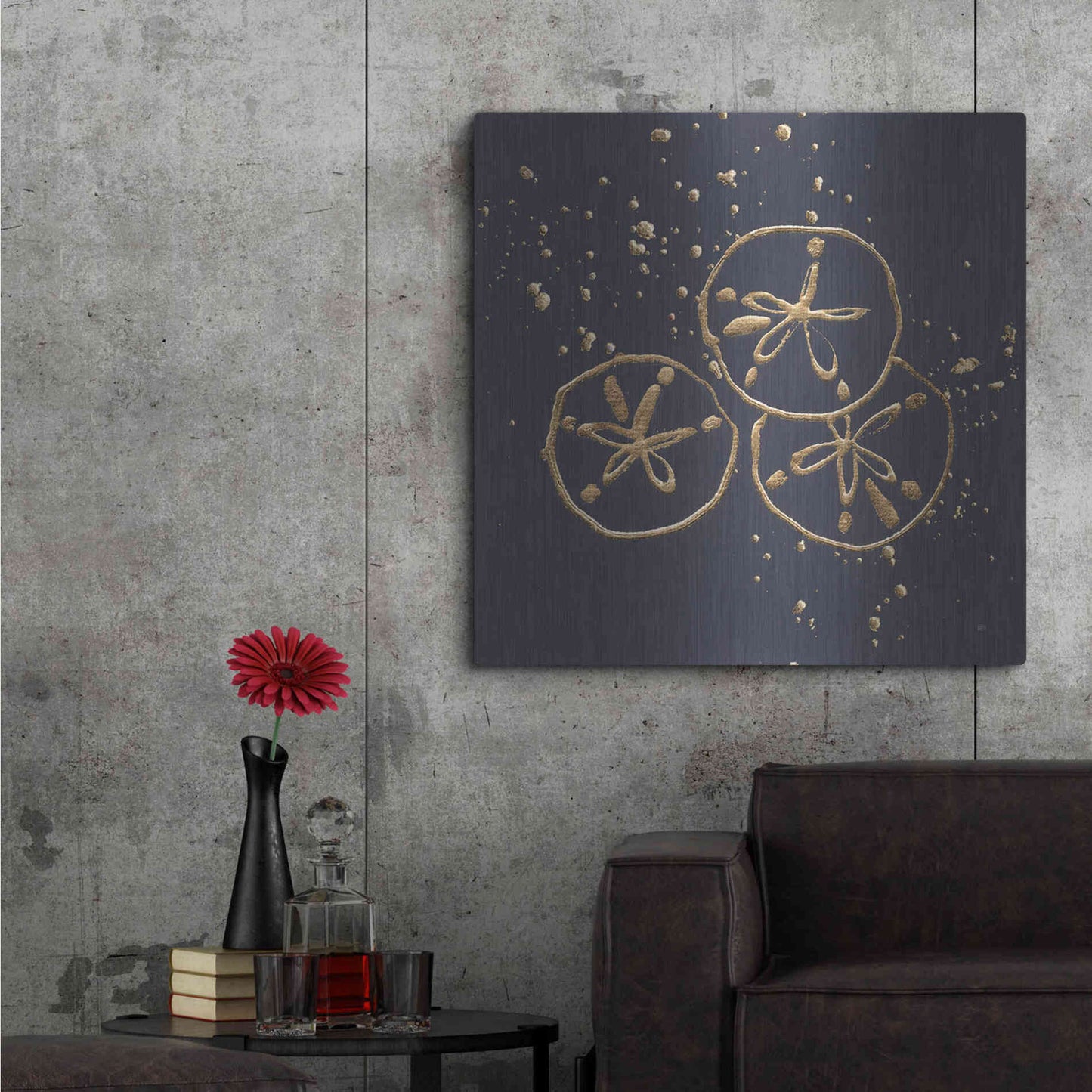 Luxe Metal Art 'Gold Sand Dollar II' by Chris Paschke, Metal Wall Art,36x36