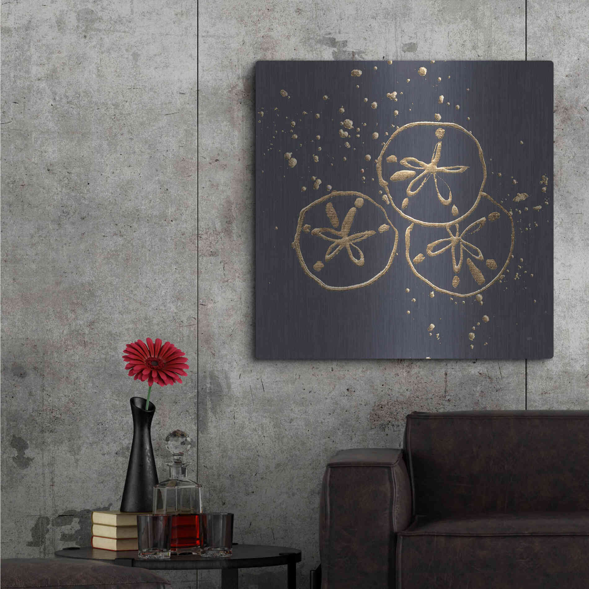 Luxe Metal Art 'Gold Sand Dollar II' by Chris Paschke, Metal Wall Art,36x36