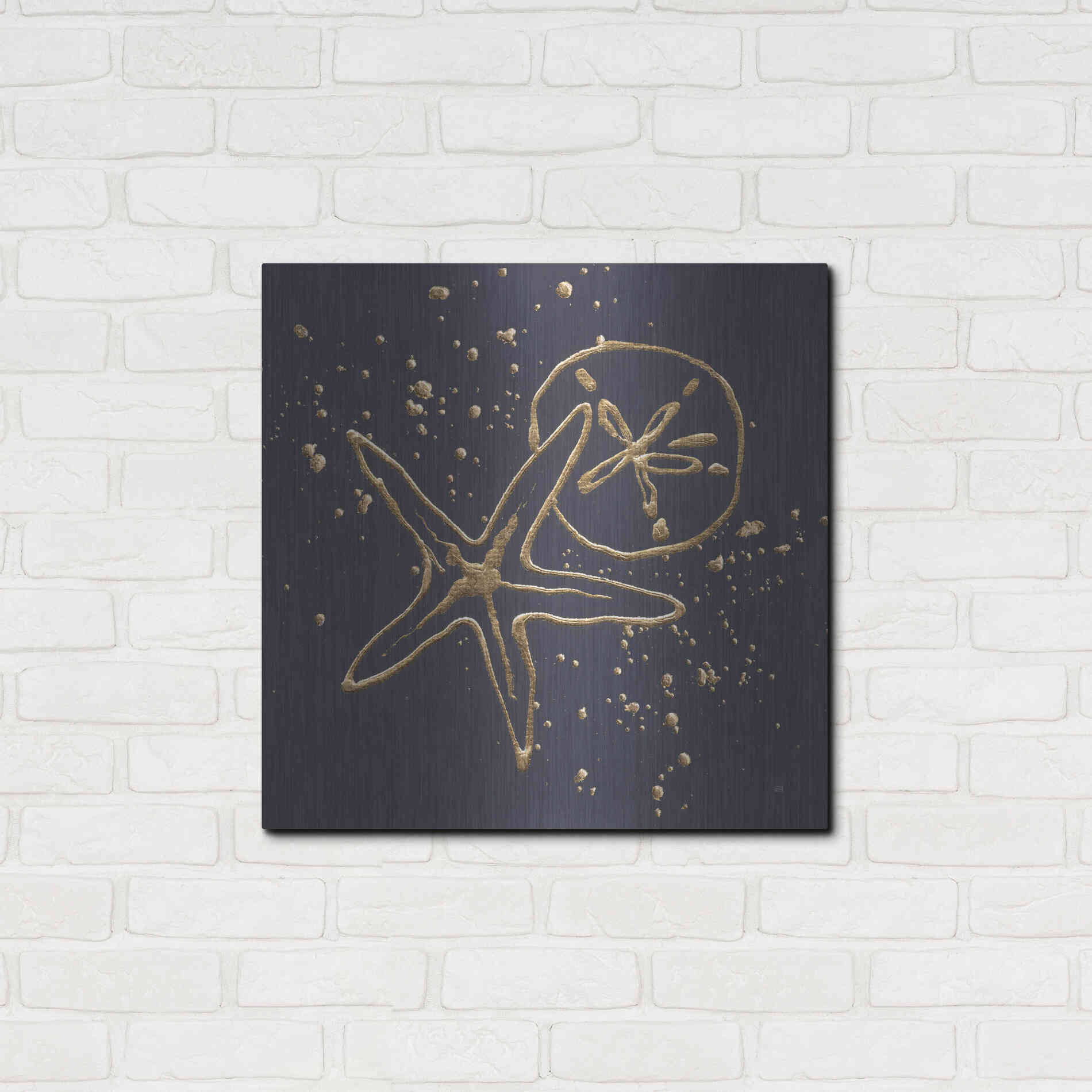 Luxe Metal Art 'Gold Sand Dollar Starfish' by Chris Paschke, Metal Wall Art,24x24