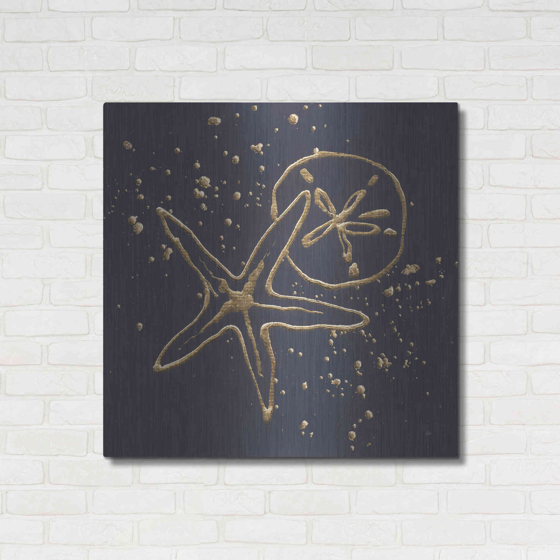 Luxe Metal Art 'Gold Sand Dollar Starfish' by Chris Paschke, Metal Wall Art,36x36