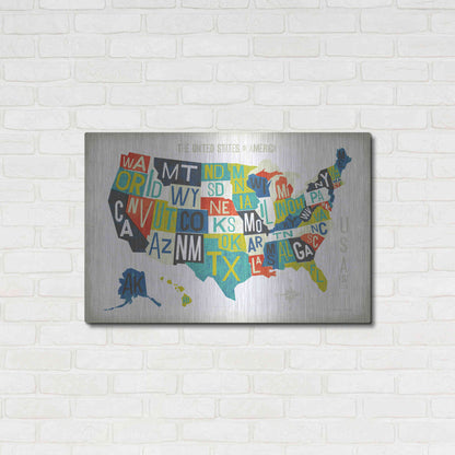 Luxe Metal Art 'Letterpress USA Map' by Michael Mullan, Metal Wall Art,36x24