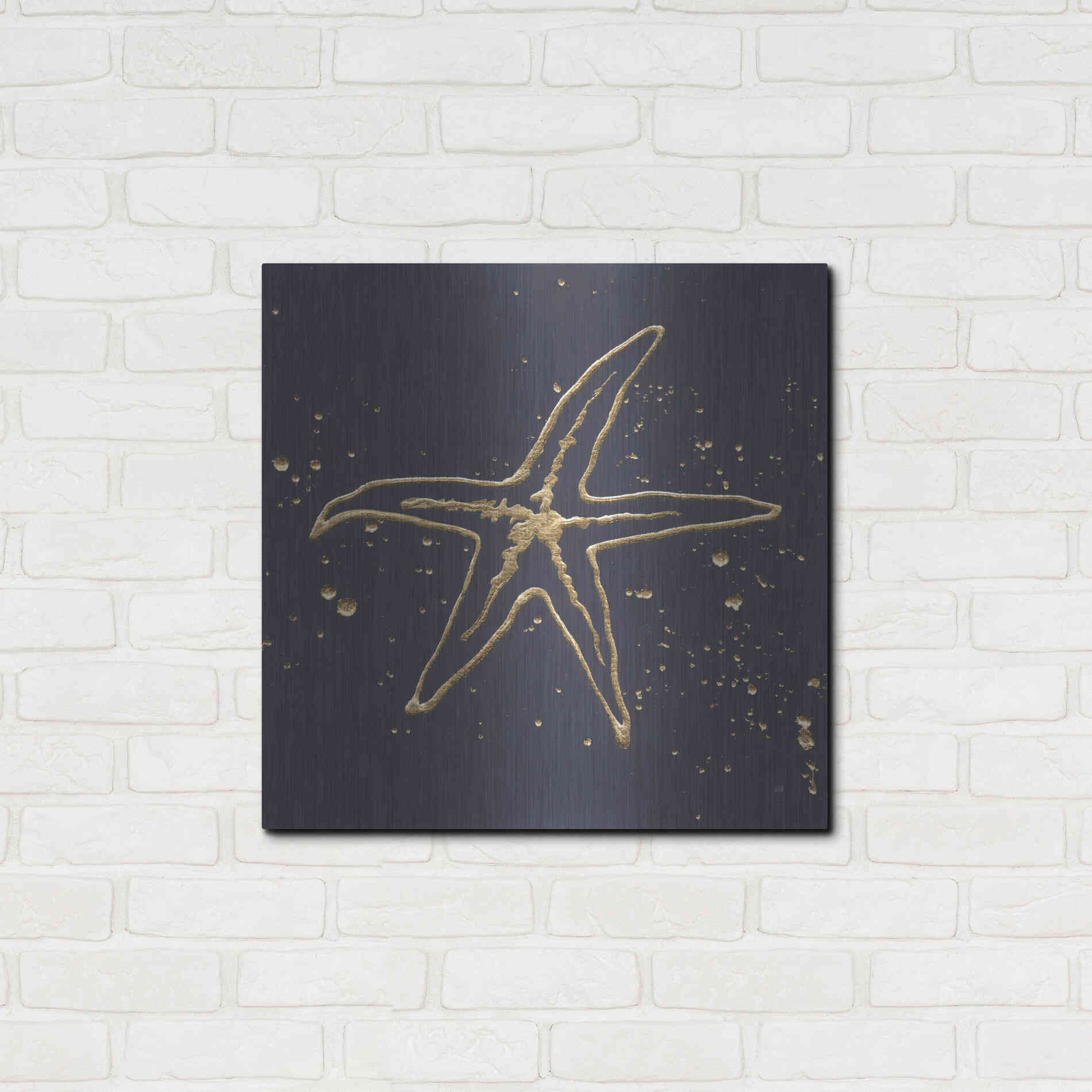 Luxe Metal Art 'Gold Starfish I' by Chris Paschke, Metal Wall Art,24x24