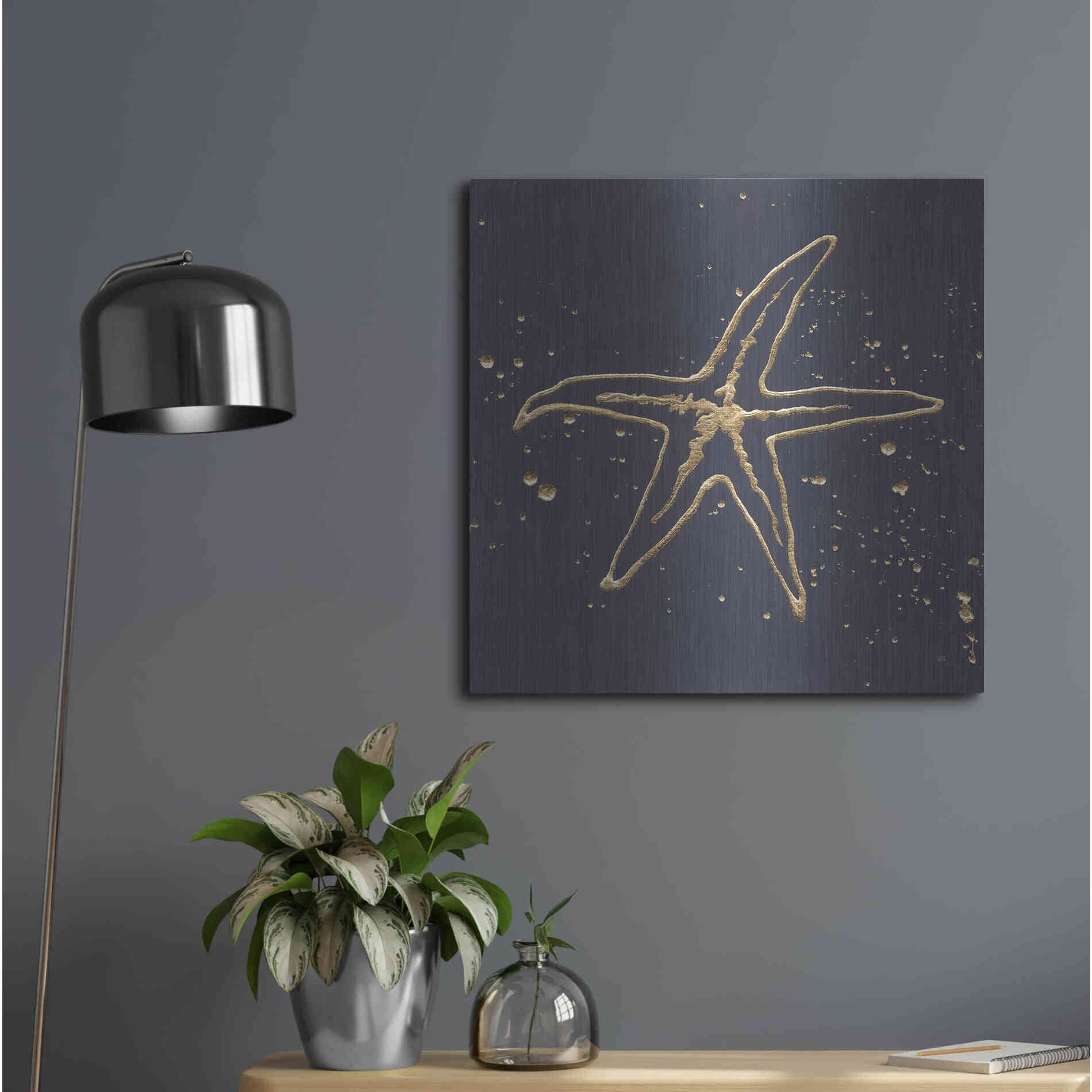 Luxe Metal Art 'Gold Starfish I' by Chris Paschke, Metal Wall Art,24x24