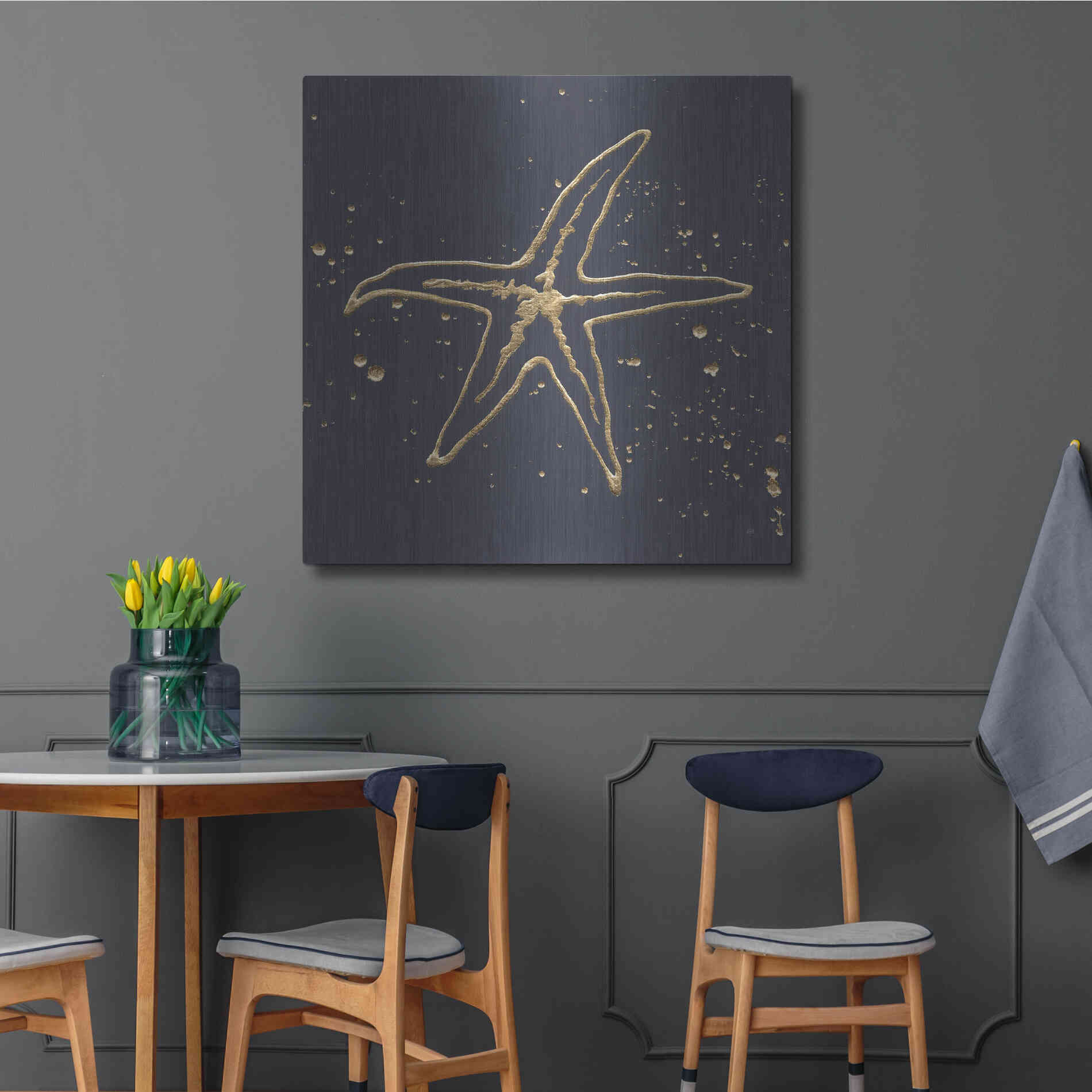 Luxe Metal Art 'Gold Starfish I' by Chris Paschke, Metal Wall Art,36x36