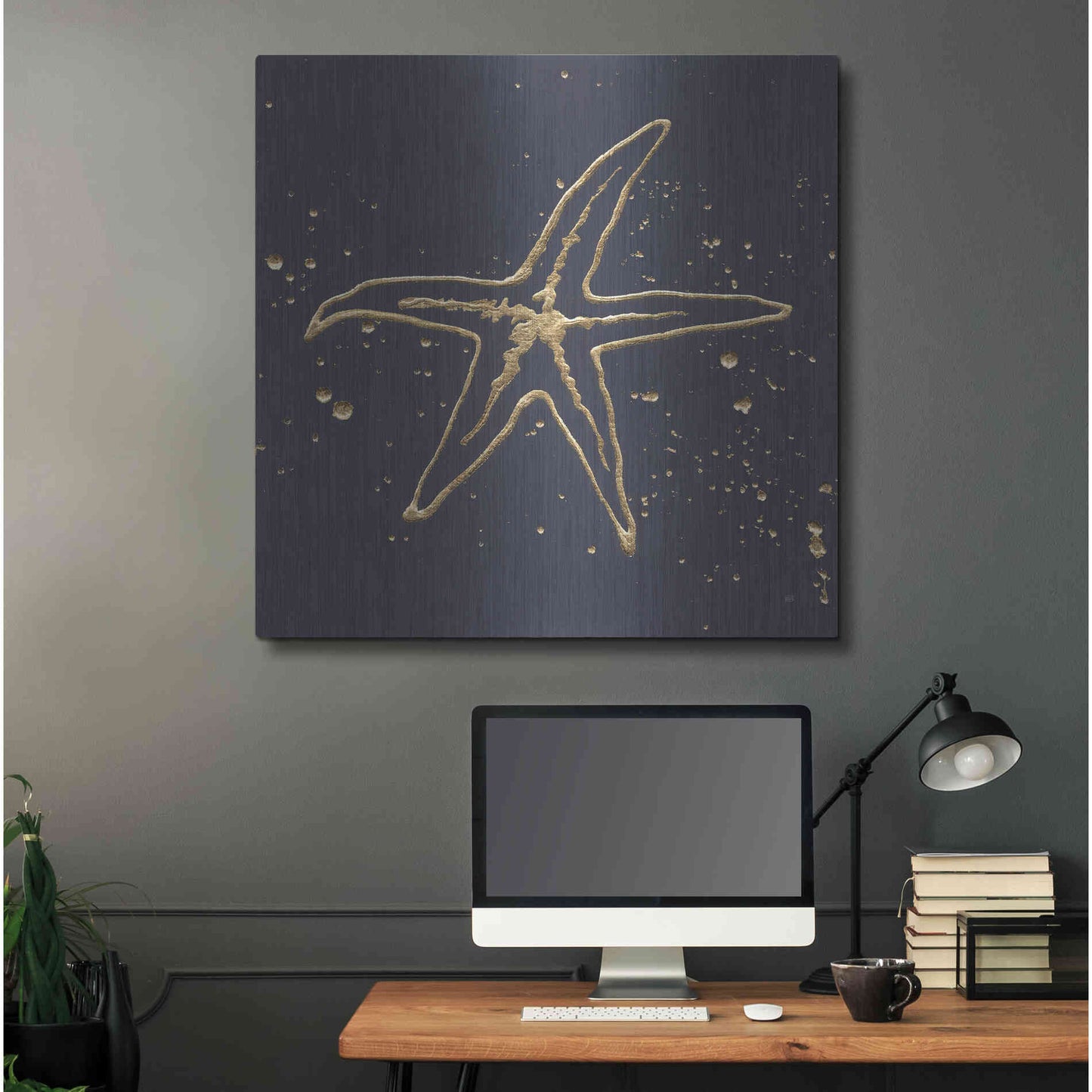 Luxe Metal Art 'Gold Starfish I' by Chris Paschke, Metal Wall Art,36x36