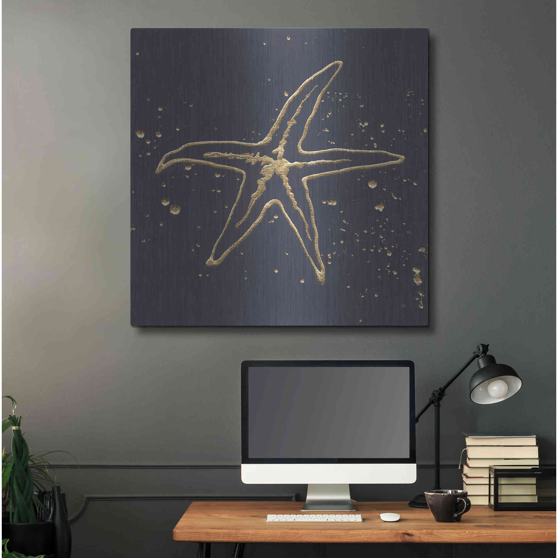 Luxe Metal Art 'Gold Starfish I' by Chris Paschke, Metal Wall Art,36x36