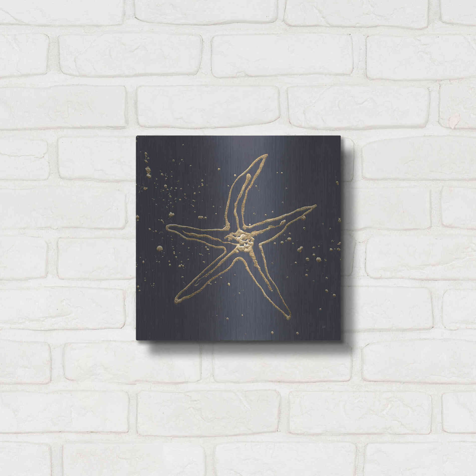 Luxe Metal Art 'Gold Starfish II' by Chris Paschke, Metal Wall Art,12x12