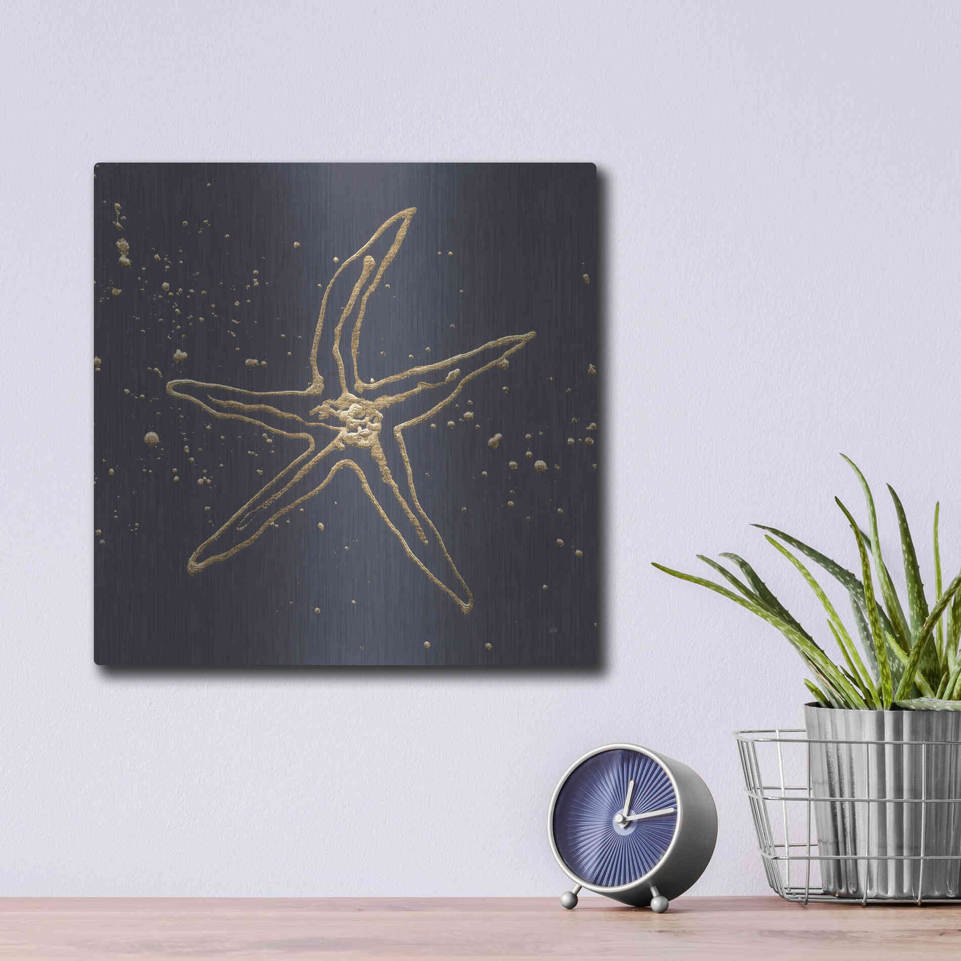 Luxe Metal Art 'Gold Starfish II' by Chris Paschke, Metal Wall Art,12x12