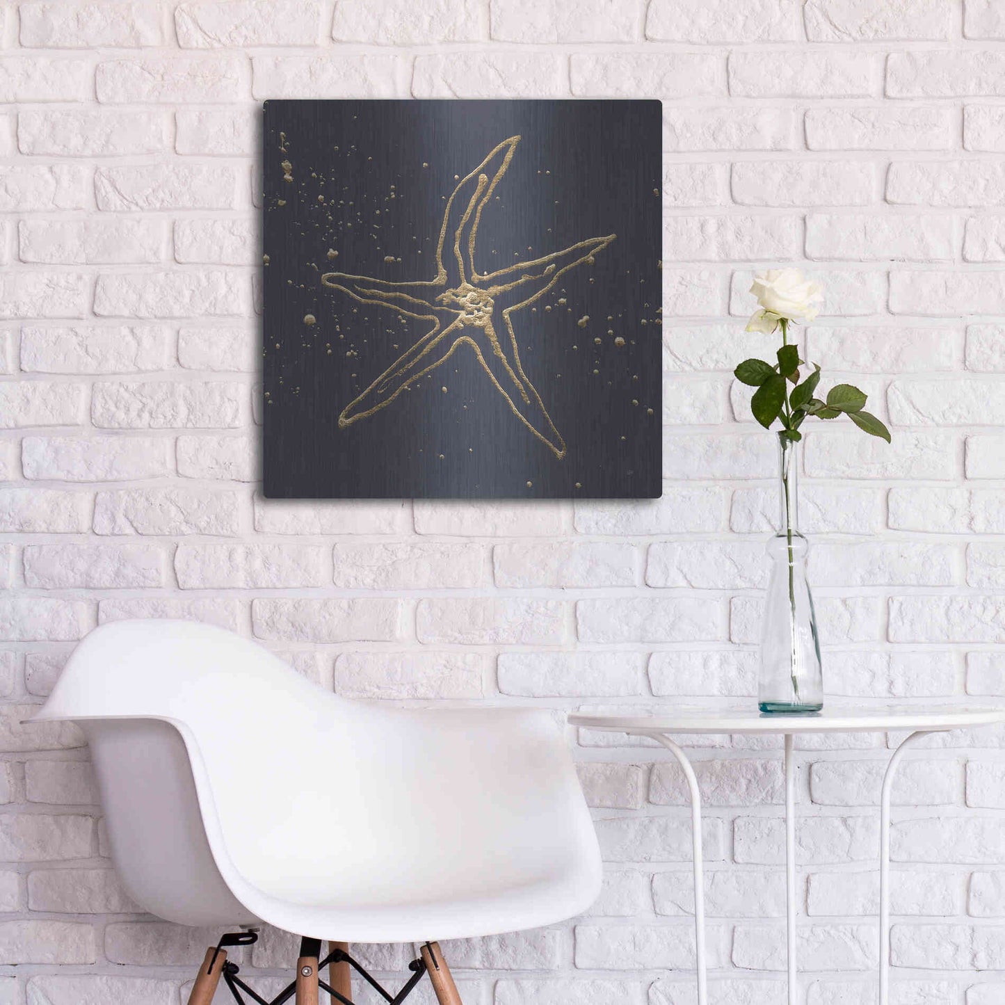 Luxe Metal Art 'Gold Starfish II' by Chris Paschke, Metal Wall Art,24x24