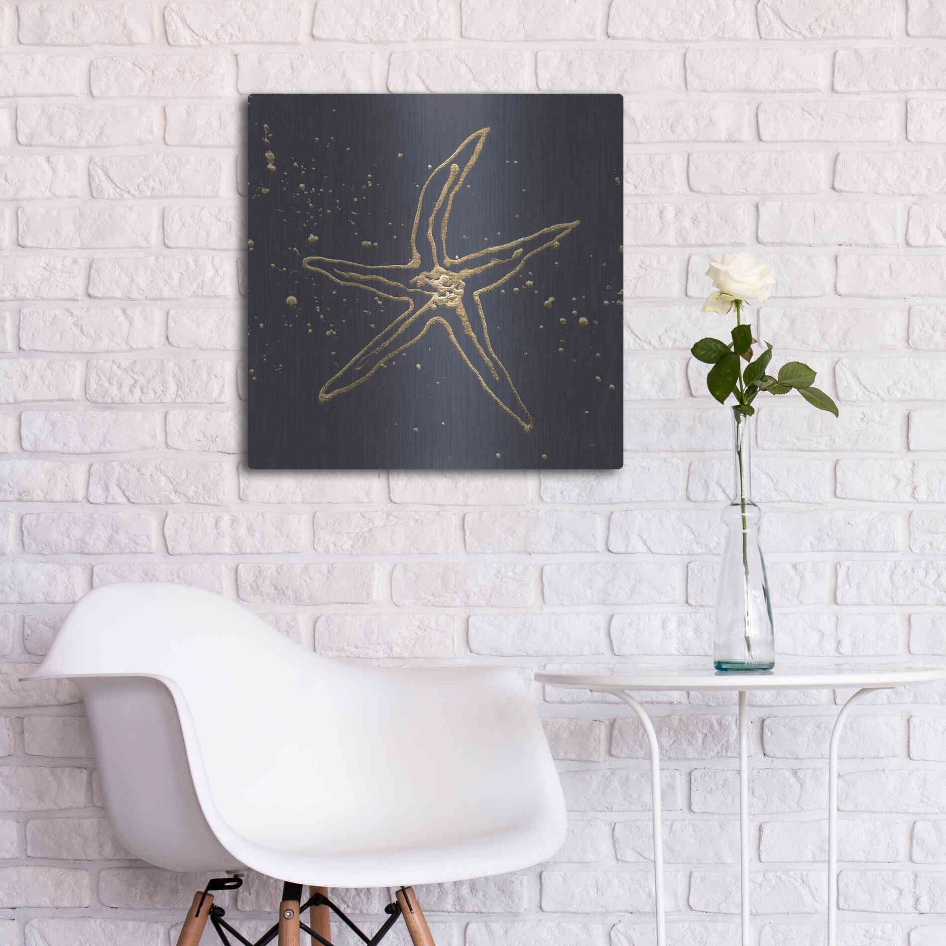 Luxe Metal Art 'Gold Starfish II' by Chris Paschke, Metal Wall Art,24x24