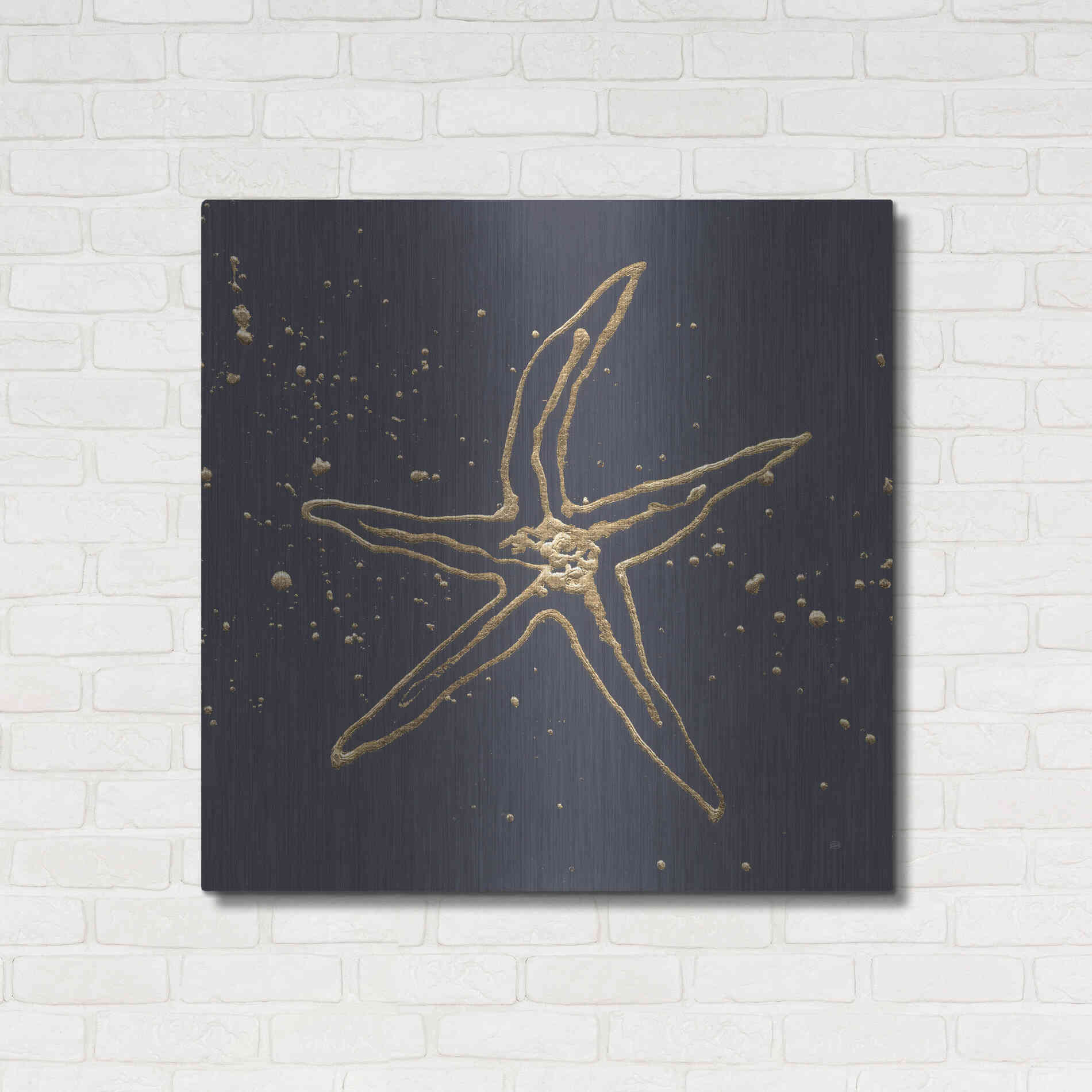 Luxe Metal Art 'Gold Starfish II' by Chris Paschke, Metal Wall Art,36x36