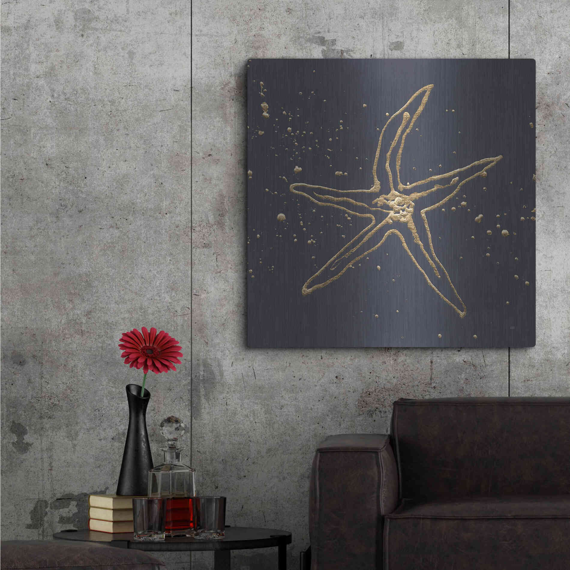 Luxe Metal Art 'Gold Starfish II' by Chris Paschke, Metal Wall Art,36x36