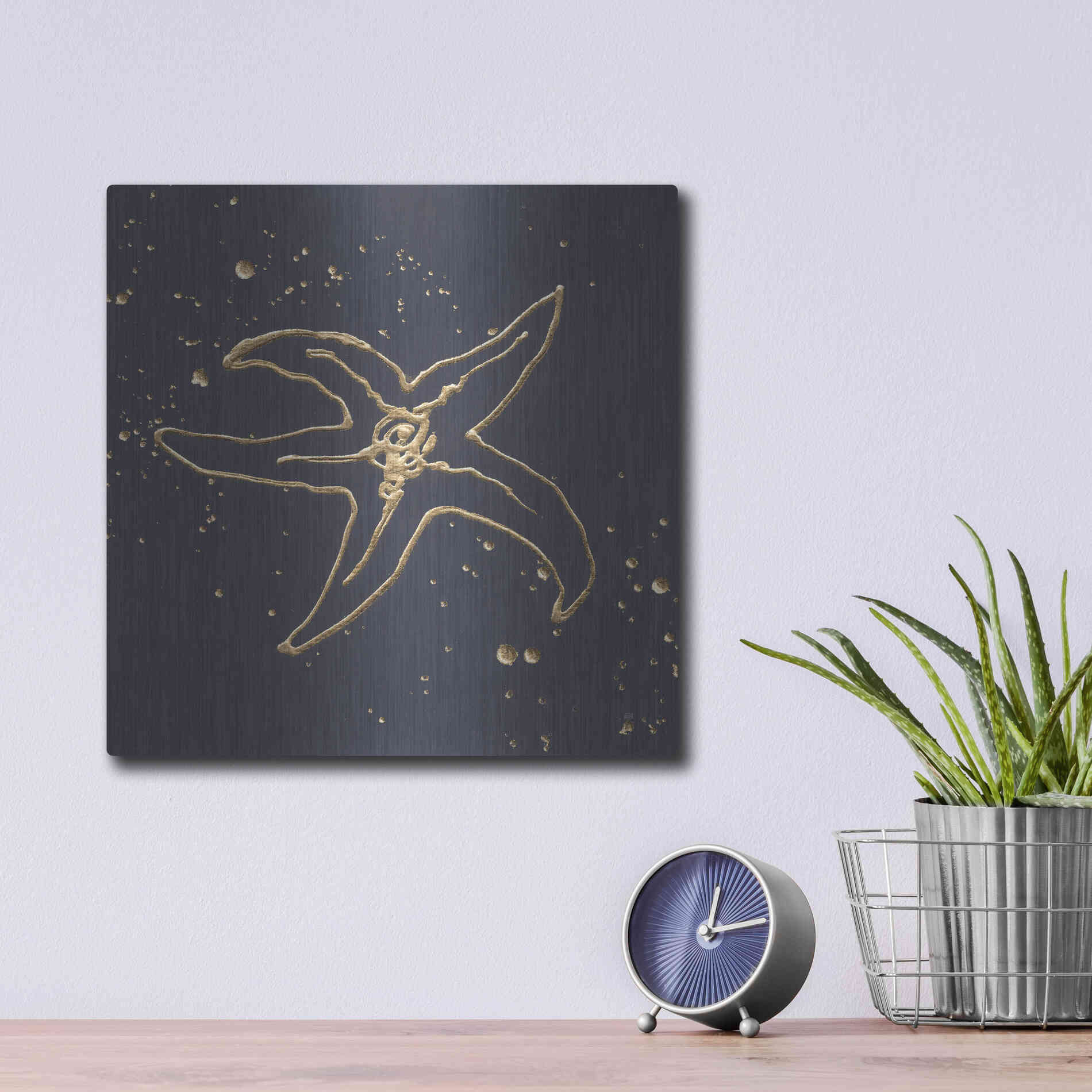 Luxe Metal Art 'Gold Starfish III' by Chris Paschke, Metal Wall Art,12x12