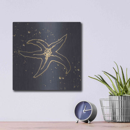 Luxe Metal Art 'Gold Starfish III' by Chris Paschke, Metal Wall Art,12x12