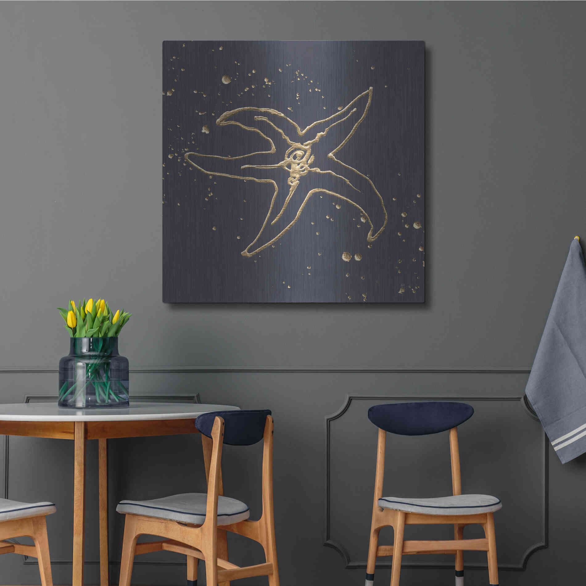 Luxe Metal Art 'Gold Starfish III' by Chris Paschke, Metal Wall Art,36x36