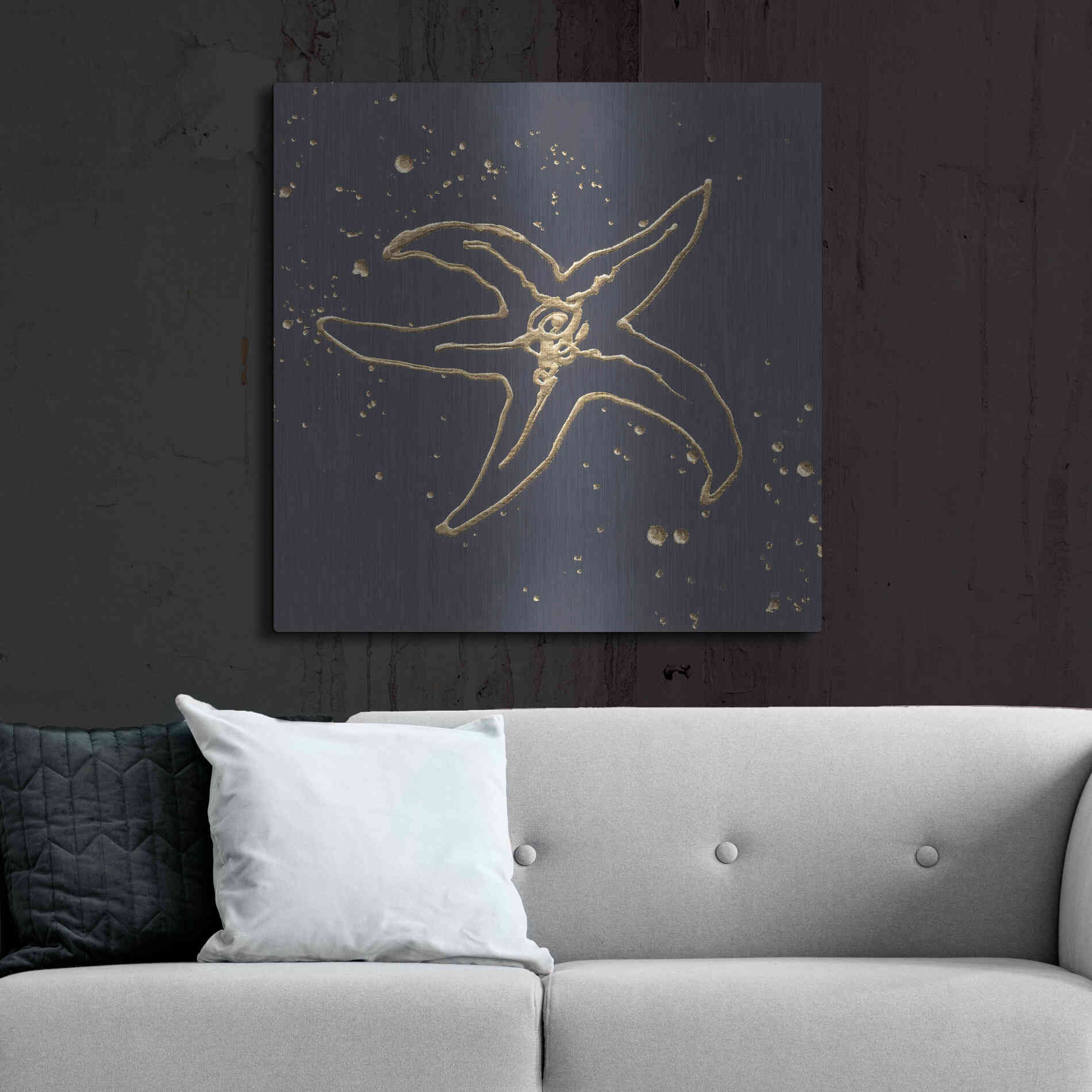 Luxe Metal Art 'Gold Starfish III' by Chris Paschke, Metal Wall Art,36x36