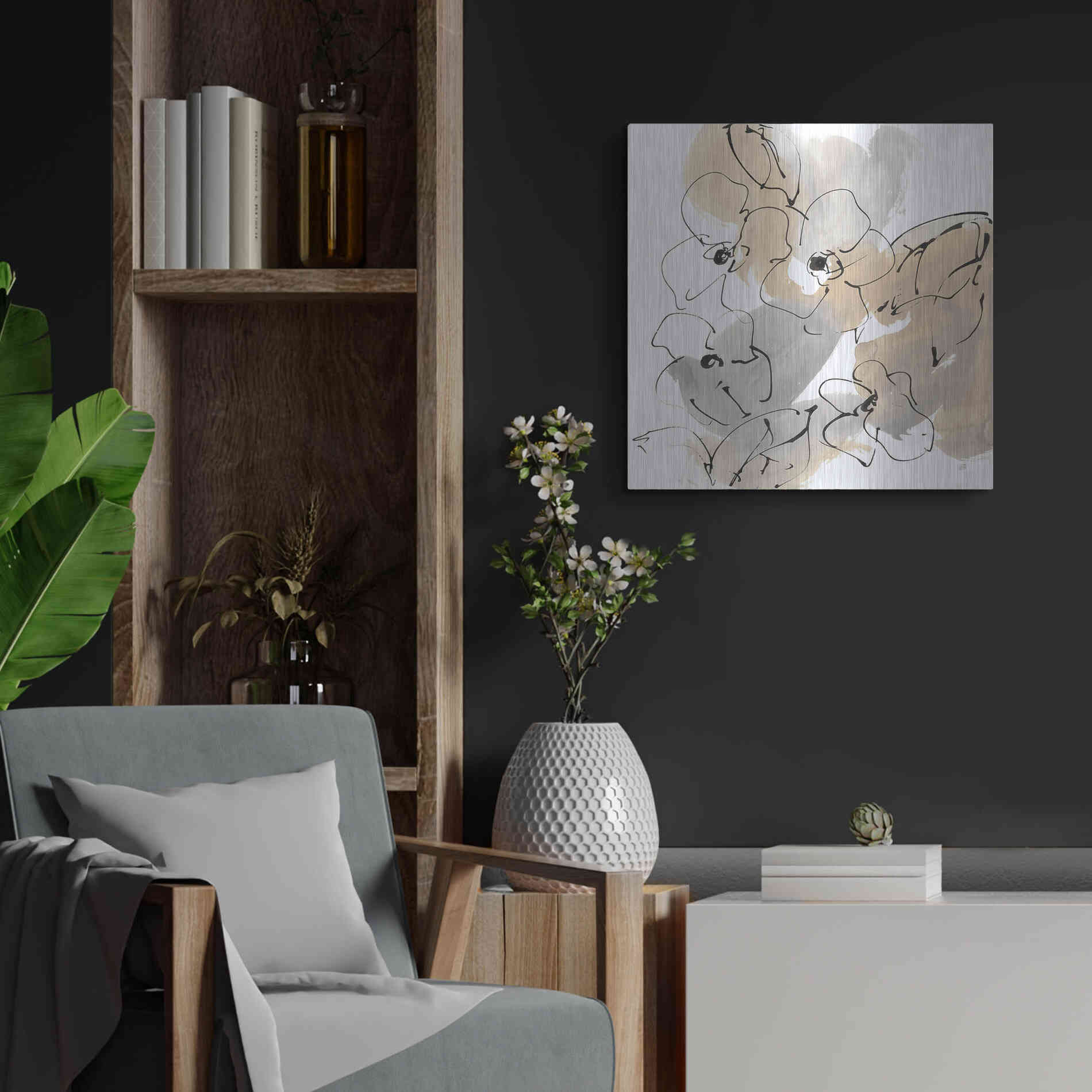 Luxe Metal Art 'Original Neutrals I' by Chris Paschke, Metal Wall Art,24x24