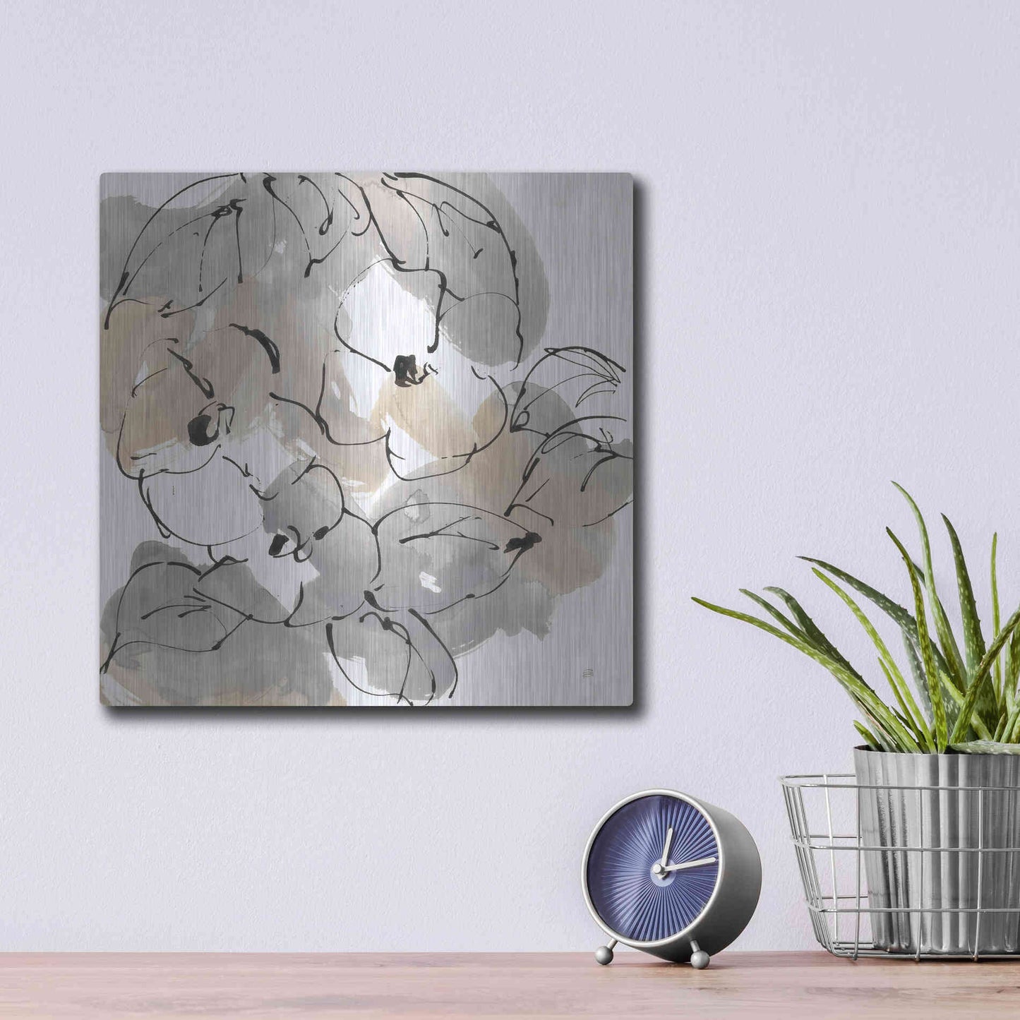 Luxe Metal Art 'Original Neutrals II' by Chris Paschke, Metal Wall Art,12x12