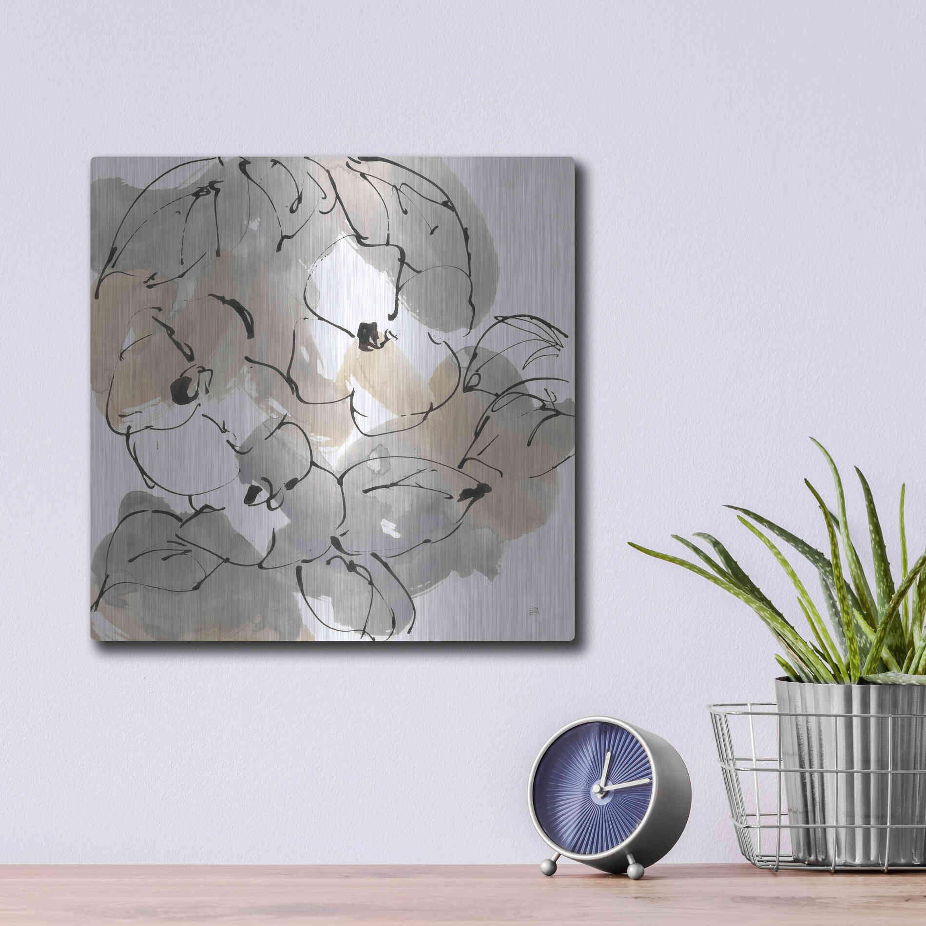 Luxe Metal Art 'Original Neutrals II' by Chris Paschke, Metal Wall Art,12x12