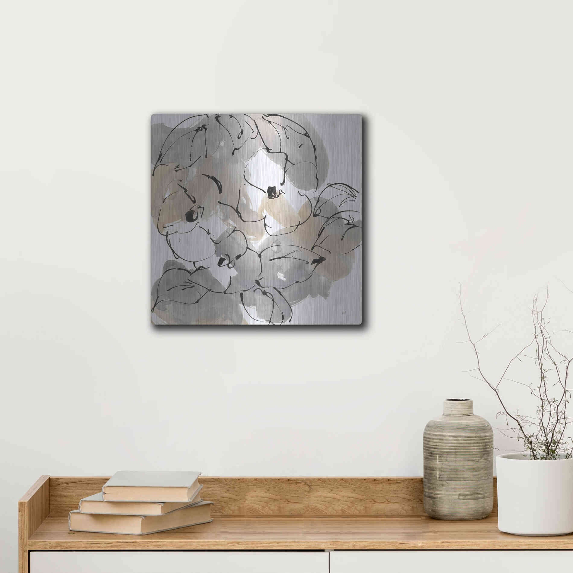 Luxe Metal Art 'Original Neutrals II' by Chris Paschke, Metal Wall Art,12x12