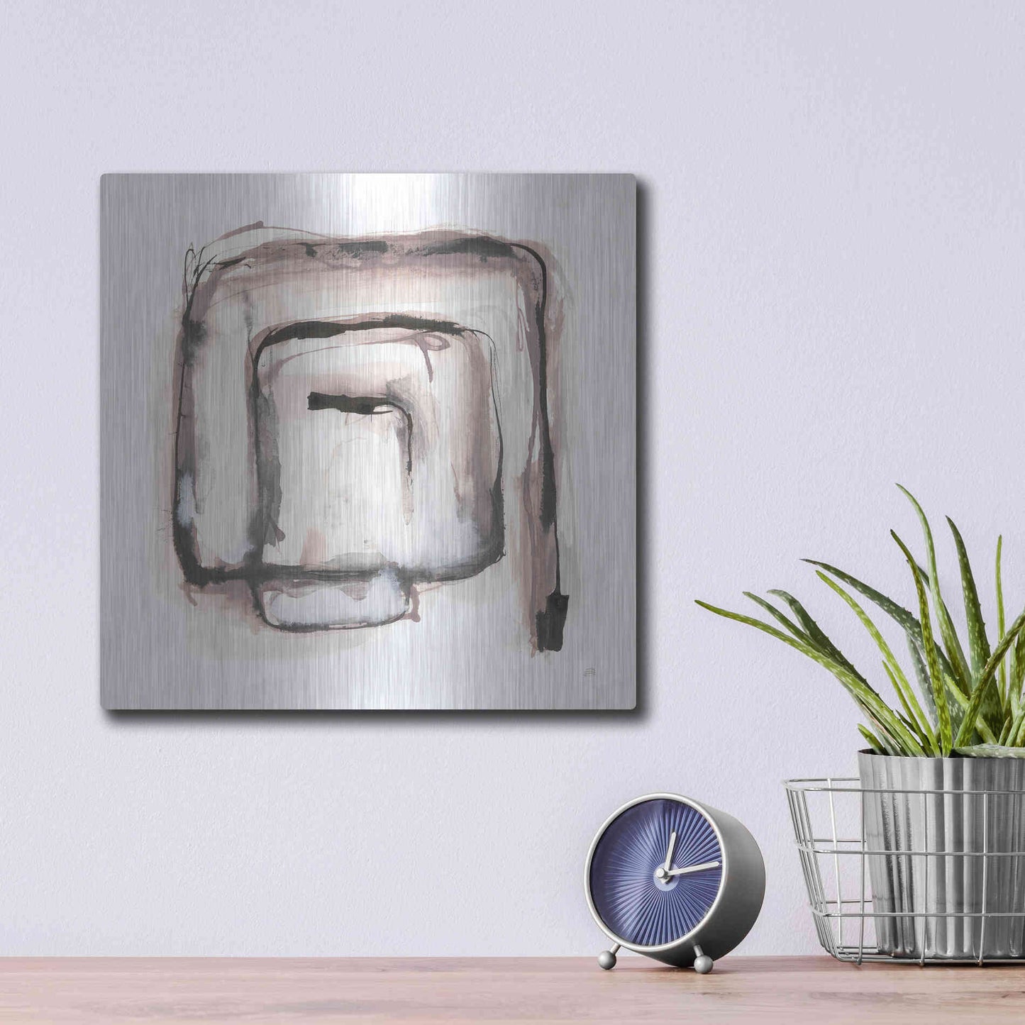 Luxe Metal Art 'Lost in Squares I' by Chris Paschke, Metal Wall Art,12x12