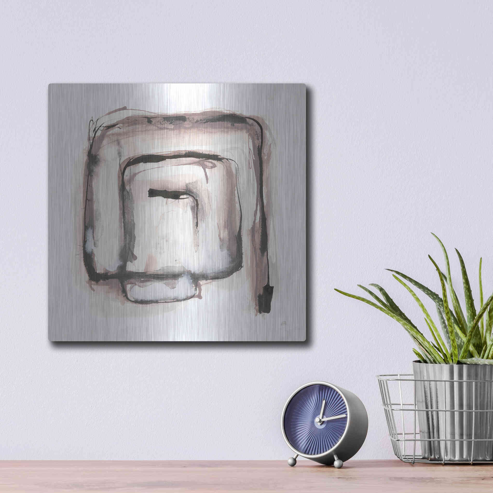 Luxe Metal Art 'Lost in Squares I' by Chris Paschke, Metal Wall Art,12x12