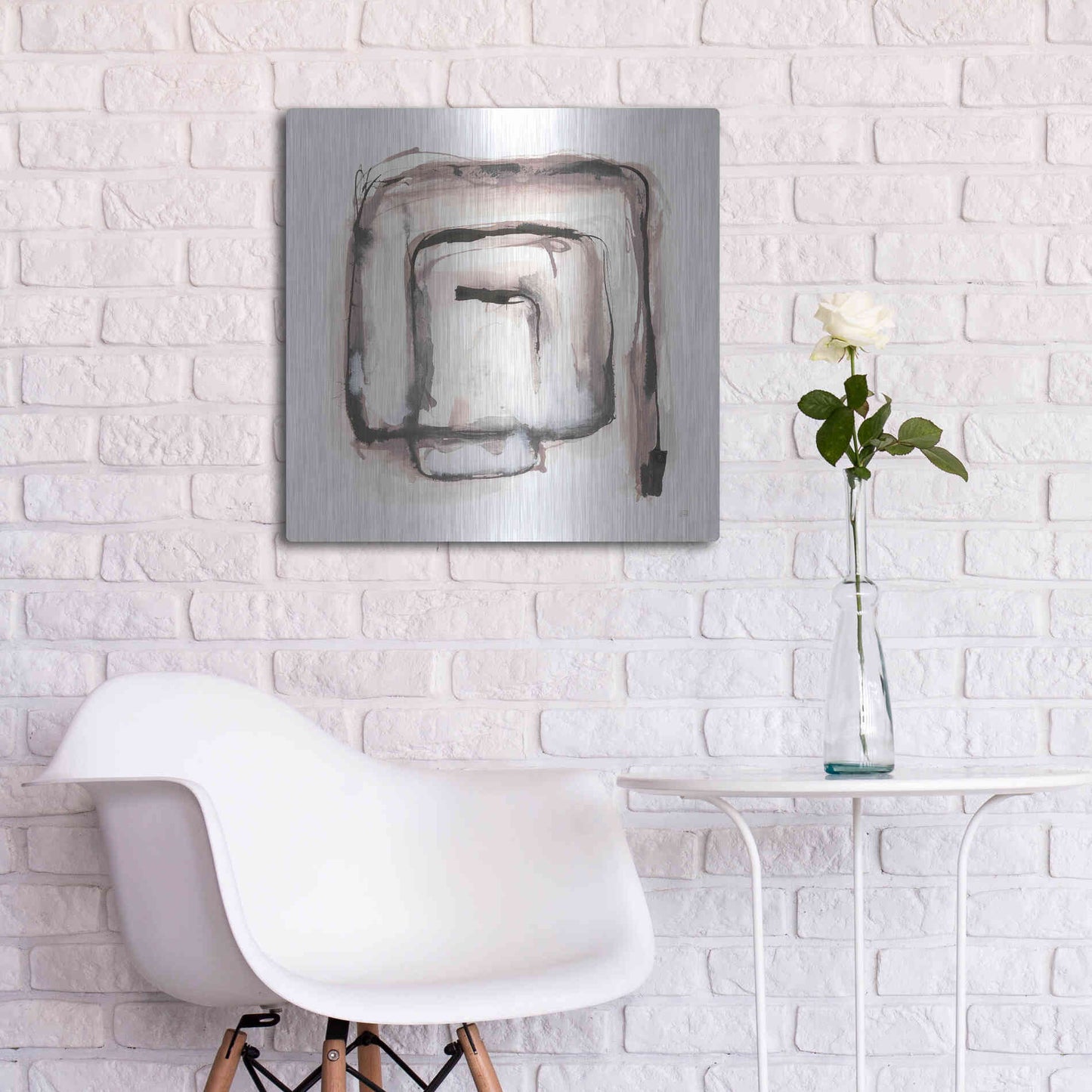 Luxe Metal Art 'Lost in Squares I' by Chris Paschke, Metal Wall Art,24x24