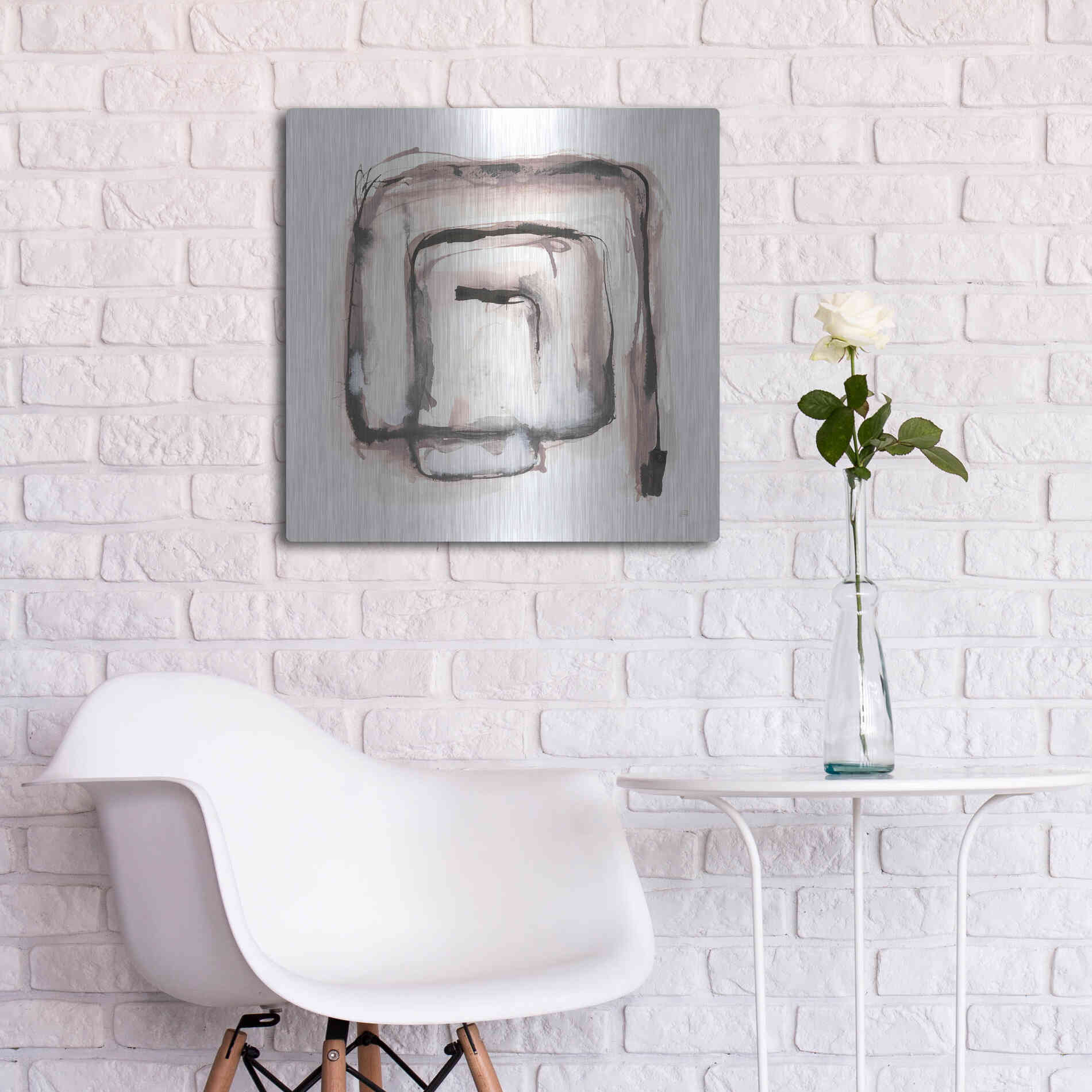 Luxe Metal Art 'Lost in Squares I' by Chris Paschke, Metal Wall Art,24x24