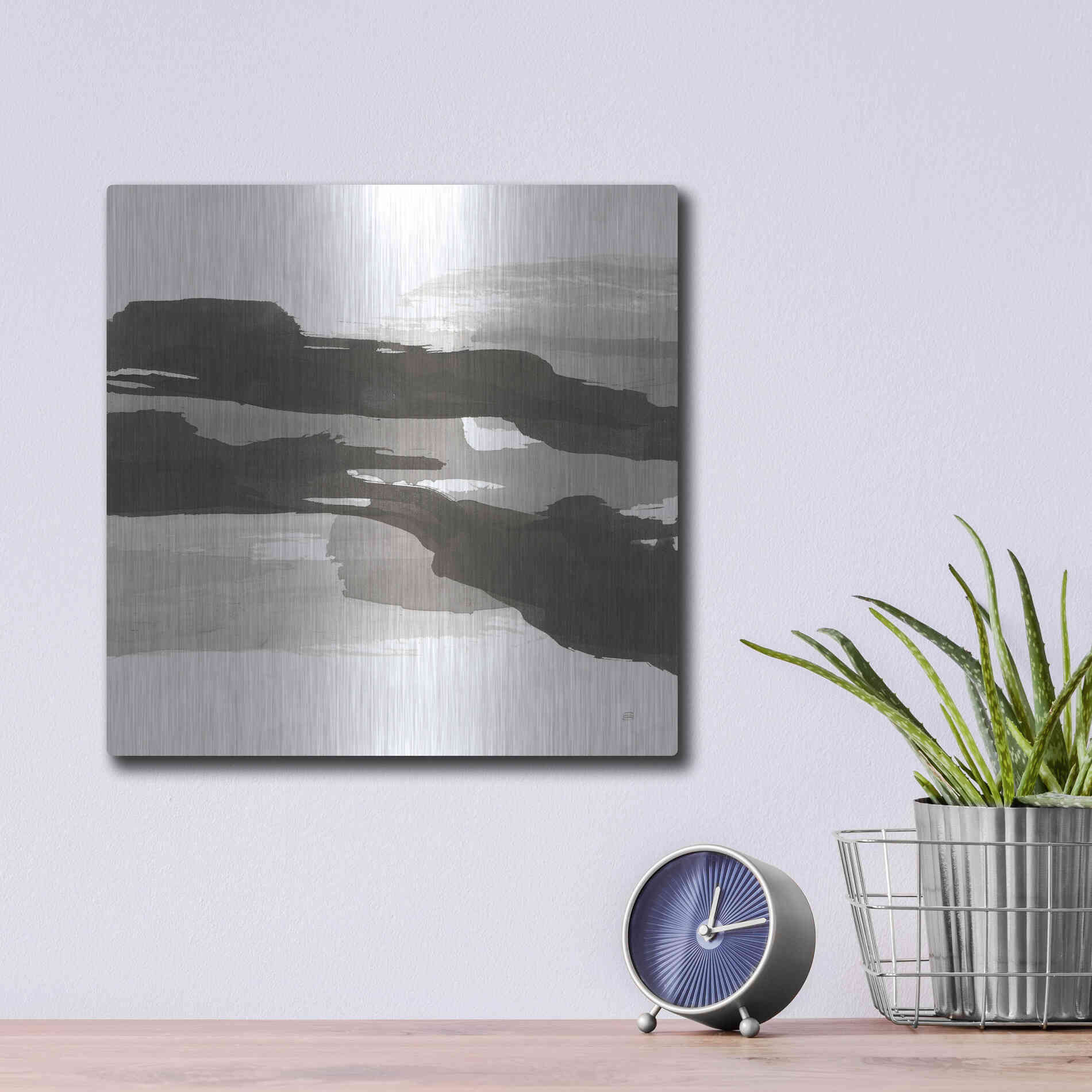 Luxe Metal Art 'Black and White Classic III' by Chris Paschke, Metal Wall Art,12x12