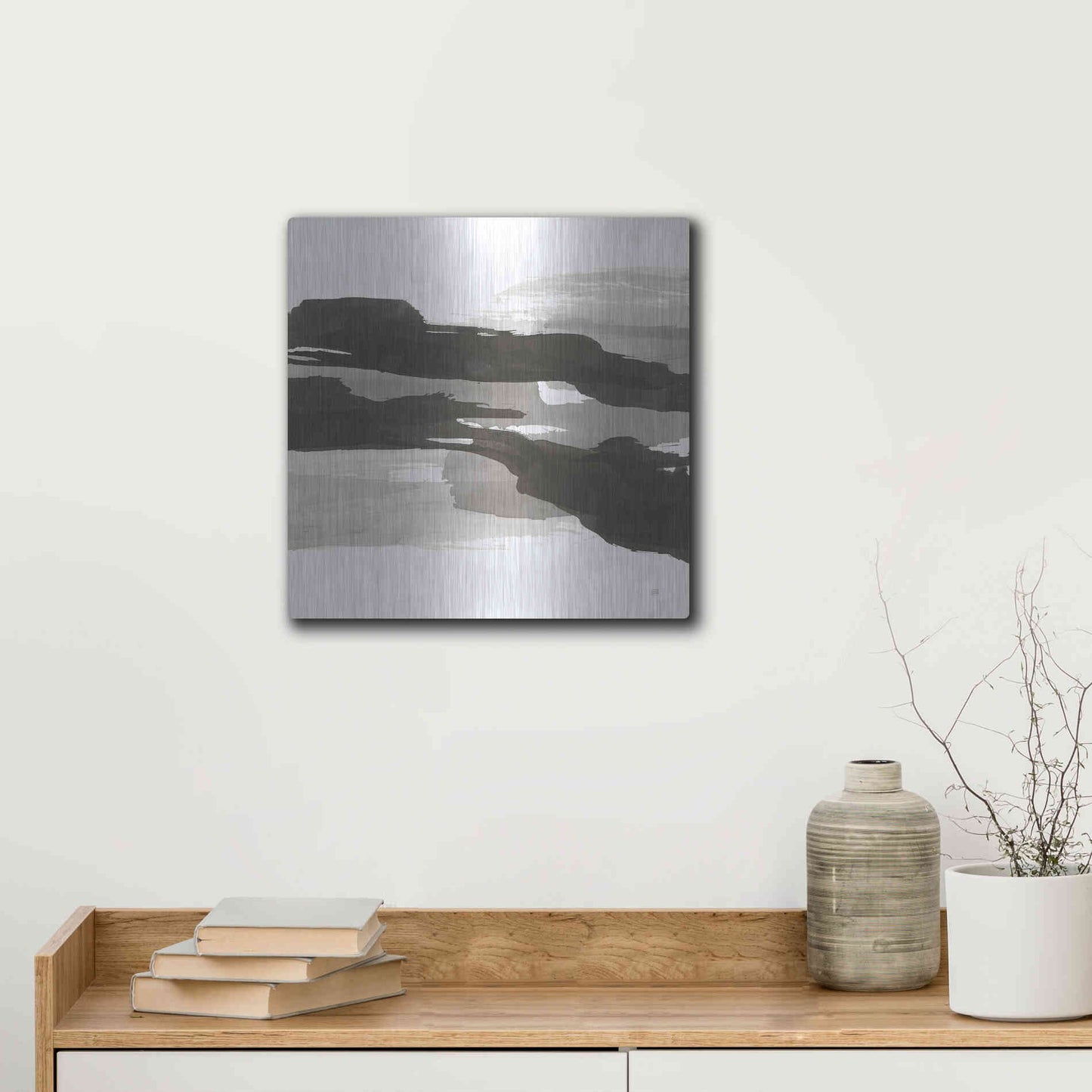 Luxe Metal Art 'Black and White Classic III' by Chris Paschke, Metal Wall Art,12x12