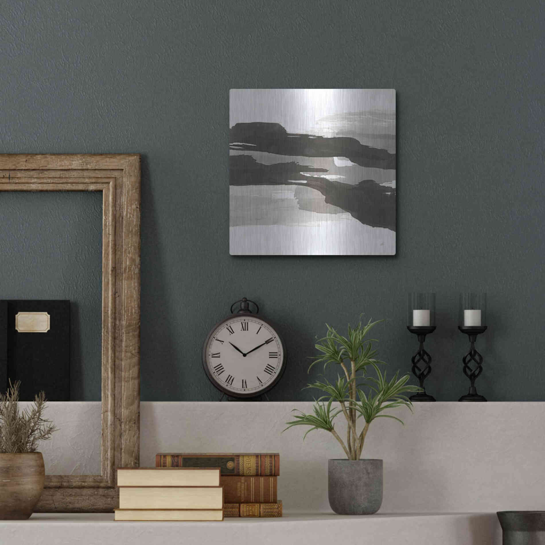 Luxe Metal Art 'Black and White Classic III' by Chris Paschke, Metal Wall Art,12x12