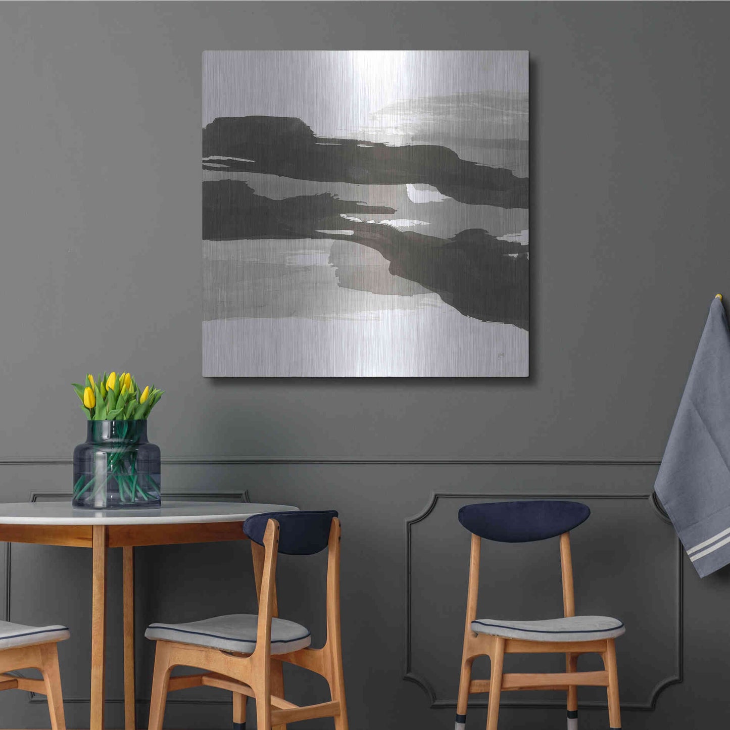 Luxe Metal Art 'Black and White Classic III' by Chris Paschke, Metal Wall Art,36x36