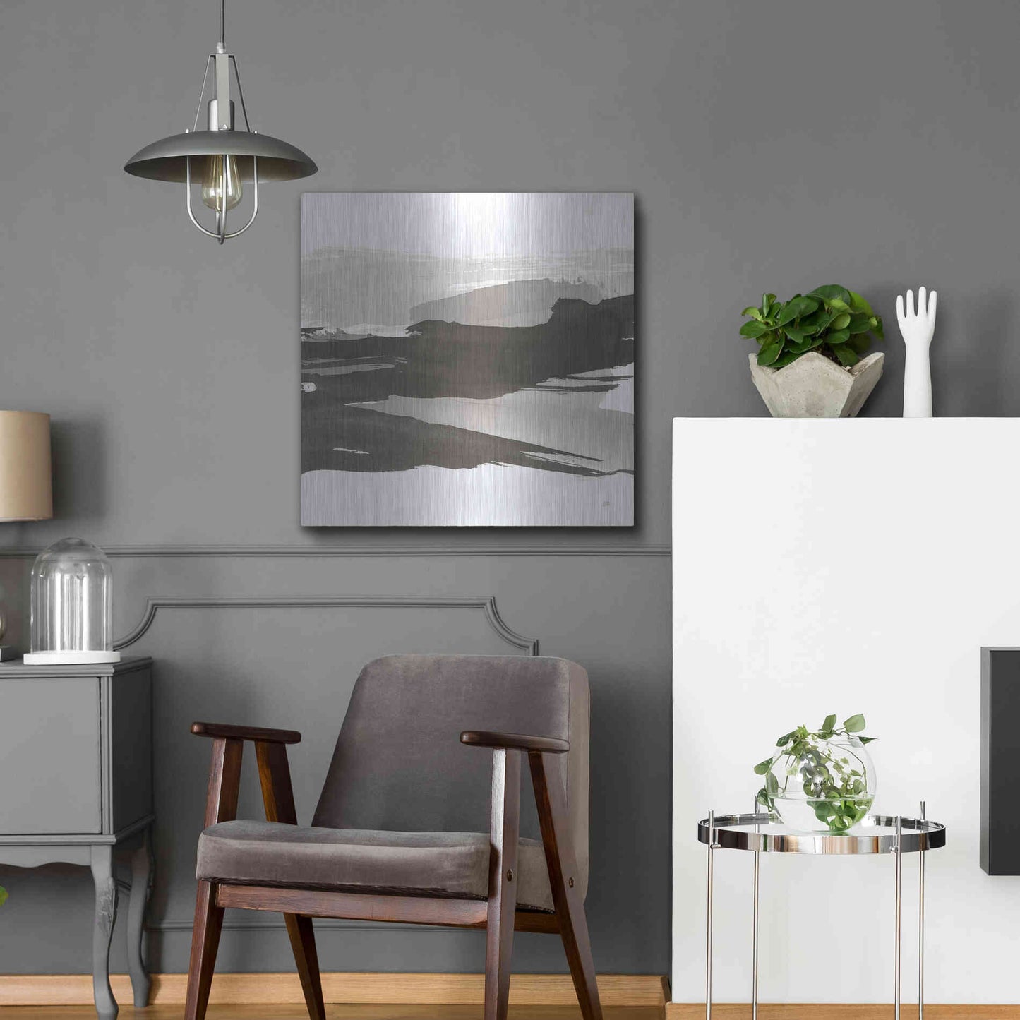 Luxe Metal Art 'Black and White Classic IV' by Chris Paschke, Metal Wall Art,24x24