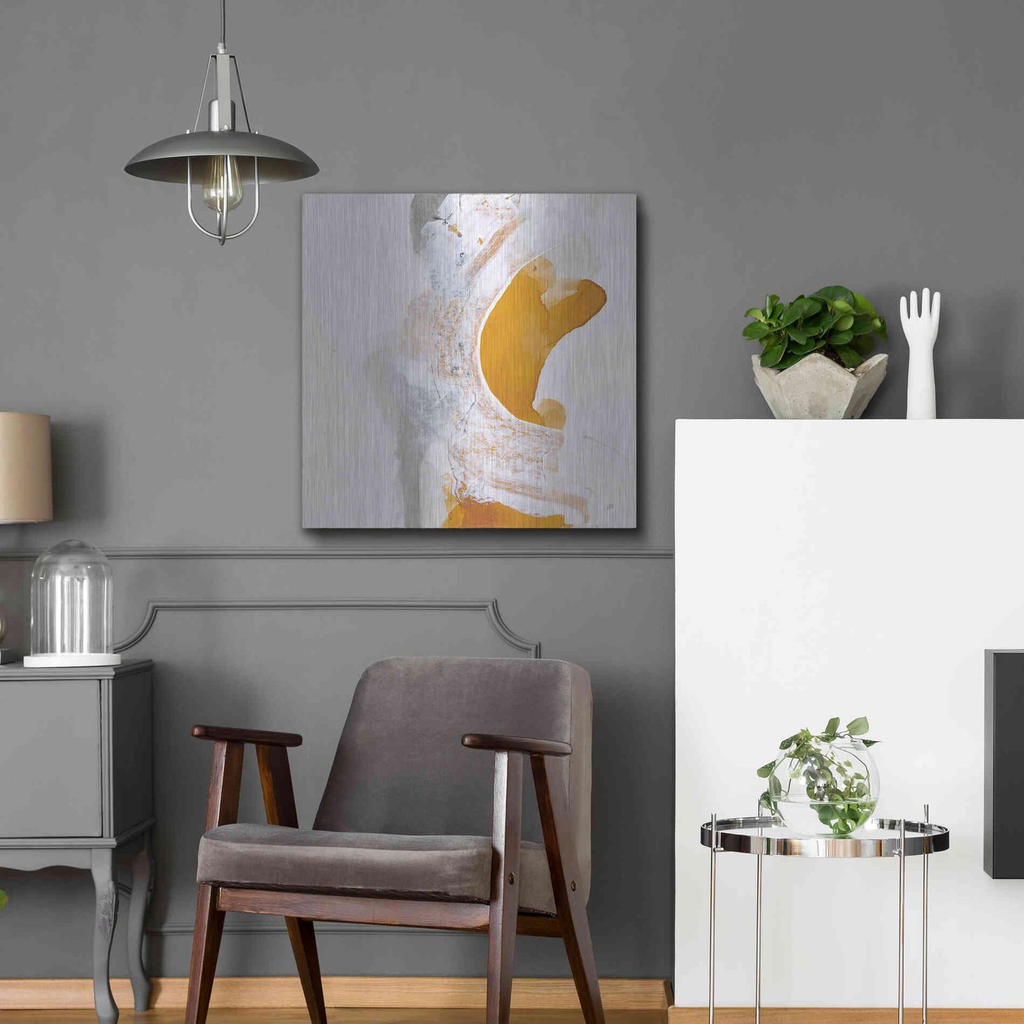 Luxe Metal Art 'Amber Wash I' by Chris Paschke, Metal Wall Art,24x24