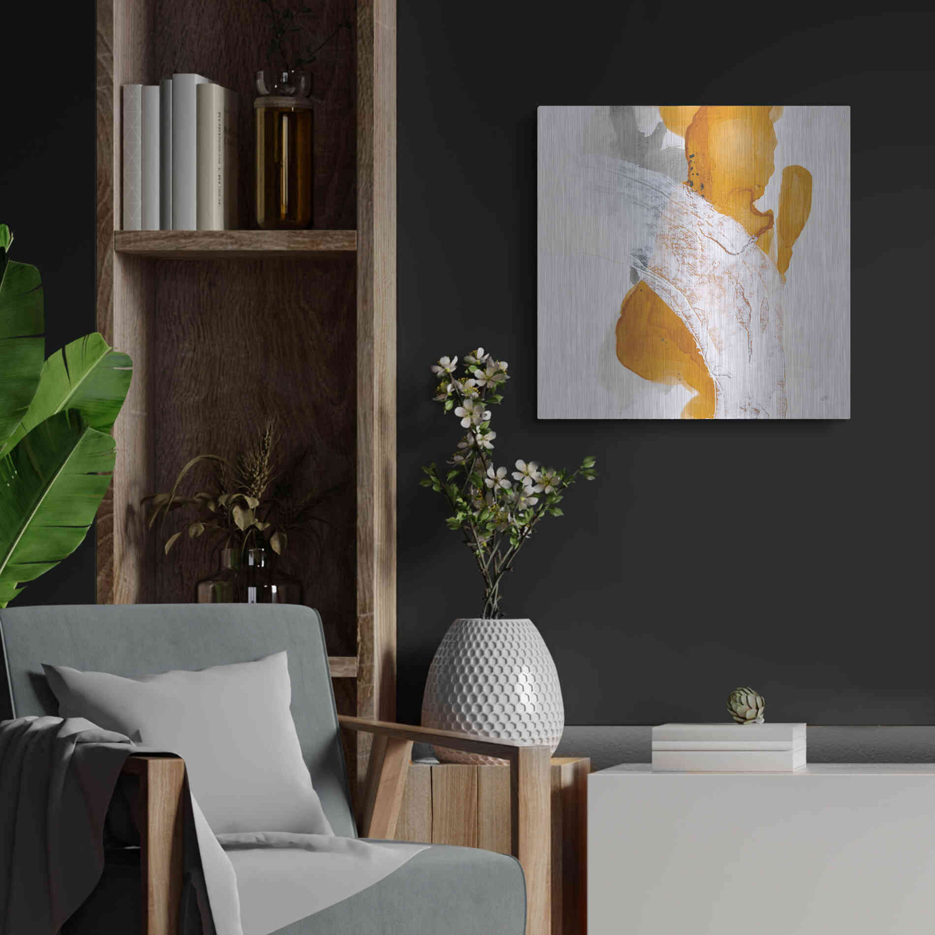 Luxe Metal Art 'Amber Wash II' by Chris Paschke, Metal Wall Art,24x24