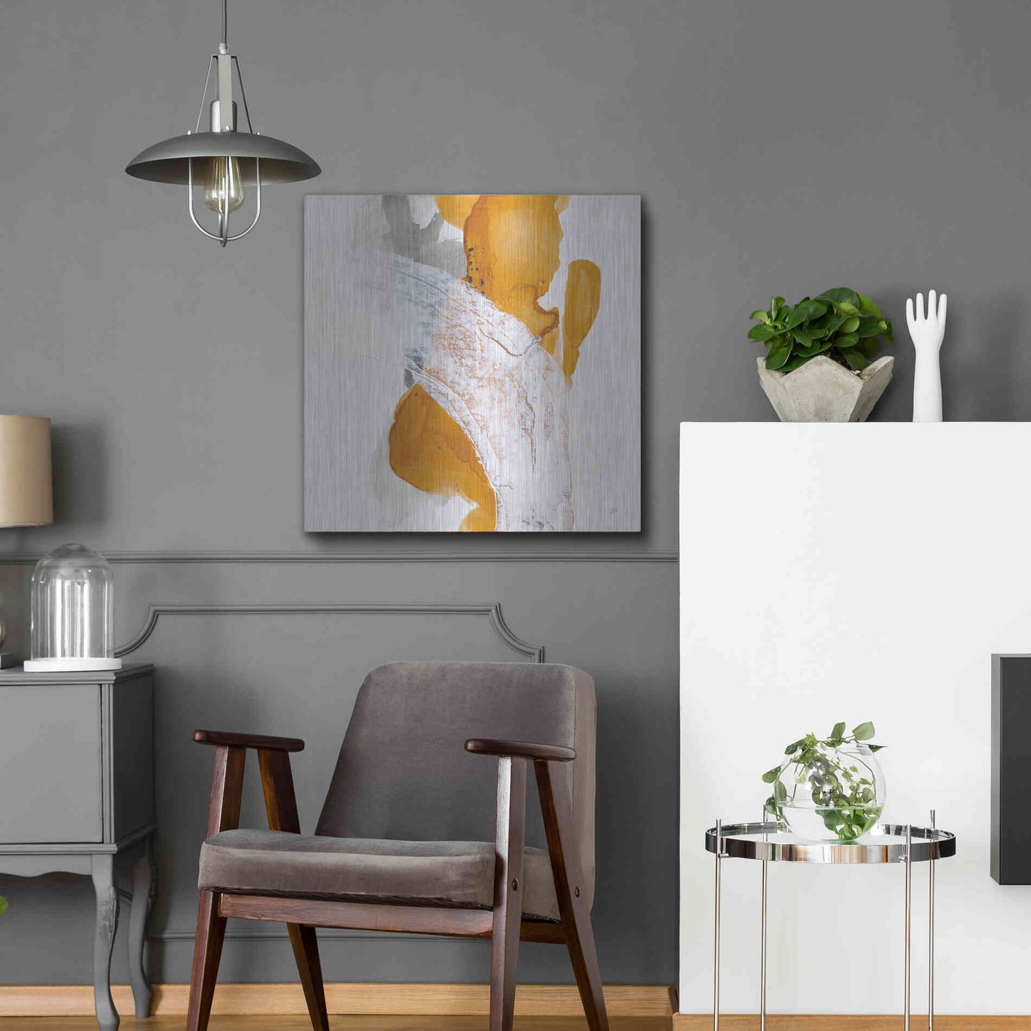 Luxe Metal Art 'Amber Wash II' by Chris Paschke, Metal Wall Art,24x24