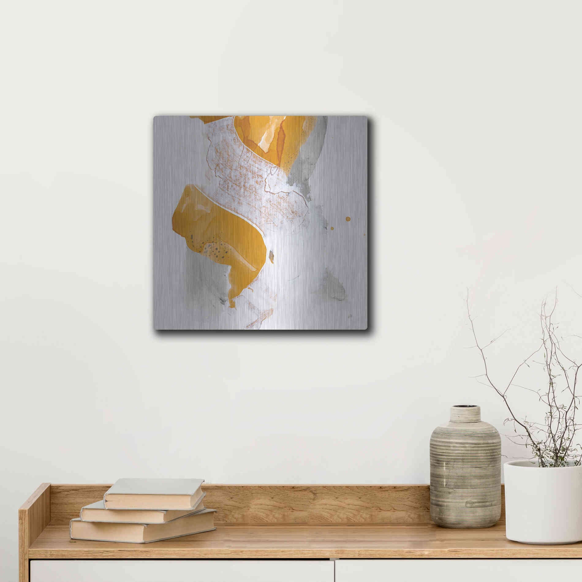 Luxe Metal Art 'Amber Wash IV' by Chris Paschke, Metal Wall Art,12x12