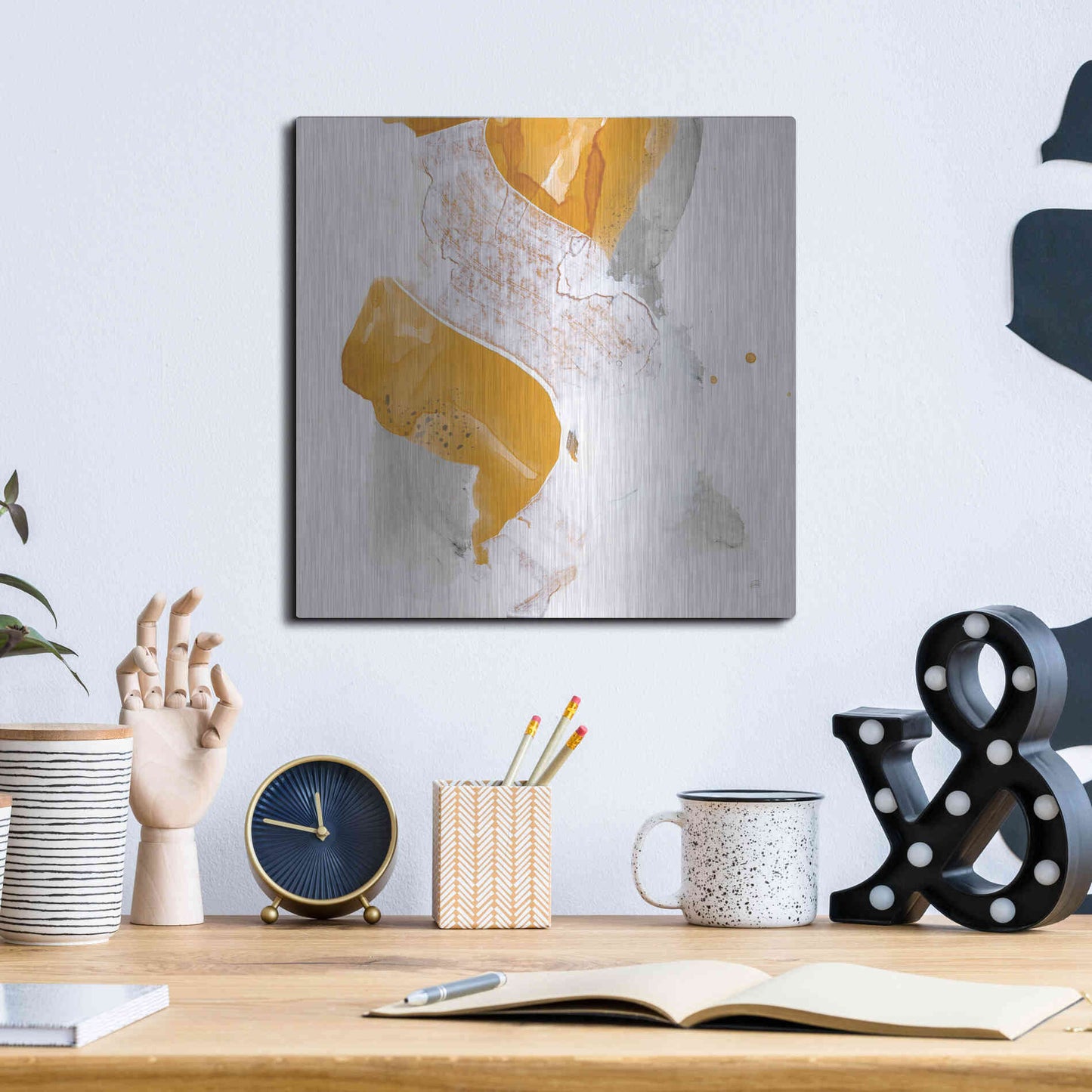 Luxe Metal Art 'Amber Wash IV' by Chris Paschke, Metal Wall Art,12x12