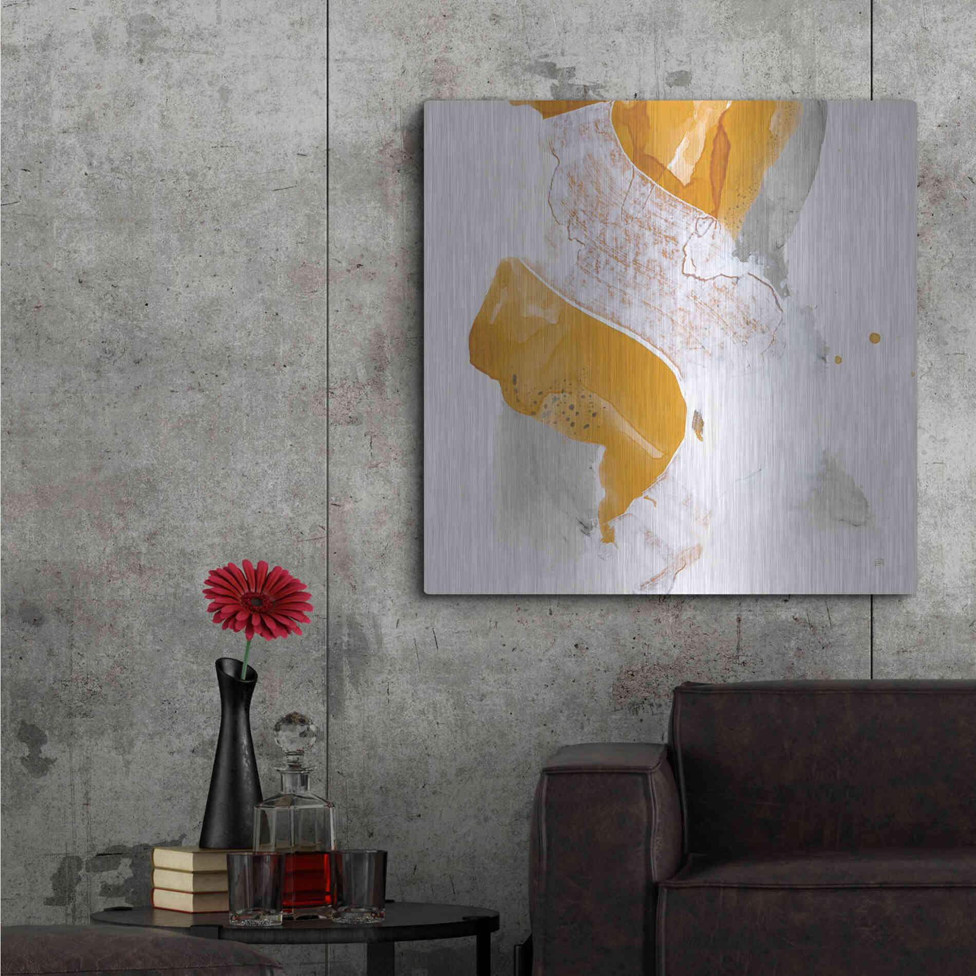 Luxe Metal Art 'Amber Wash IV' by Chris Paschke, Metal Wall Art,36x36