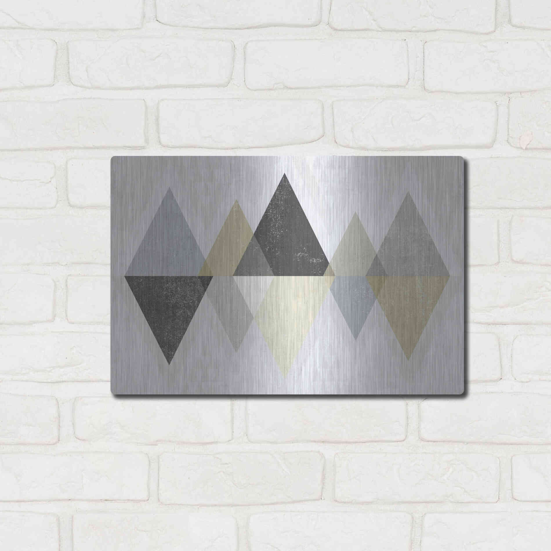 Luxe Metal Art 'Mod Triangles II Archroma' by Michael Mullan, Metal Wall Art,16x12