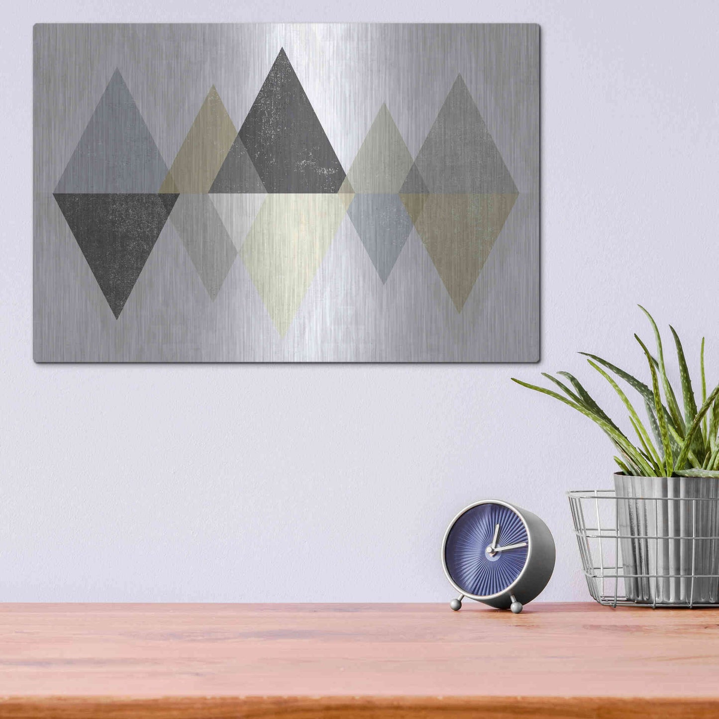 Luxe Metal Art 'Mod Triangles II Archroma' by Michael Mullan, Metal Wall Art,16x12