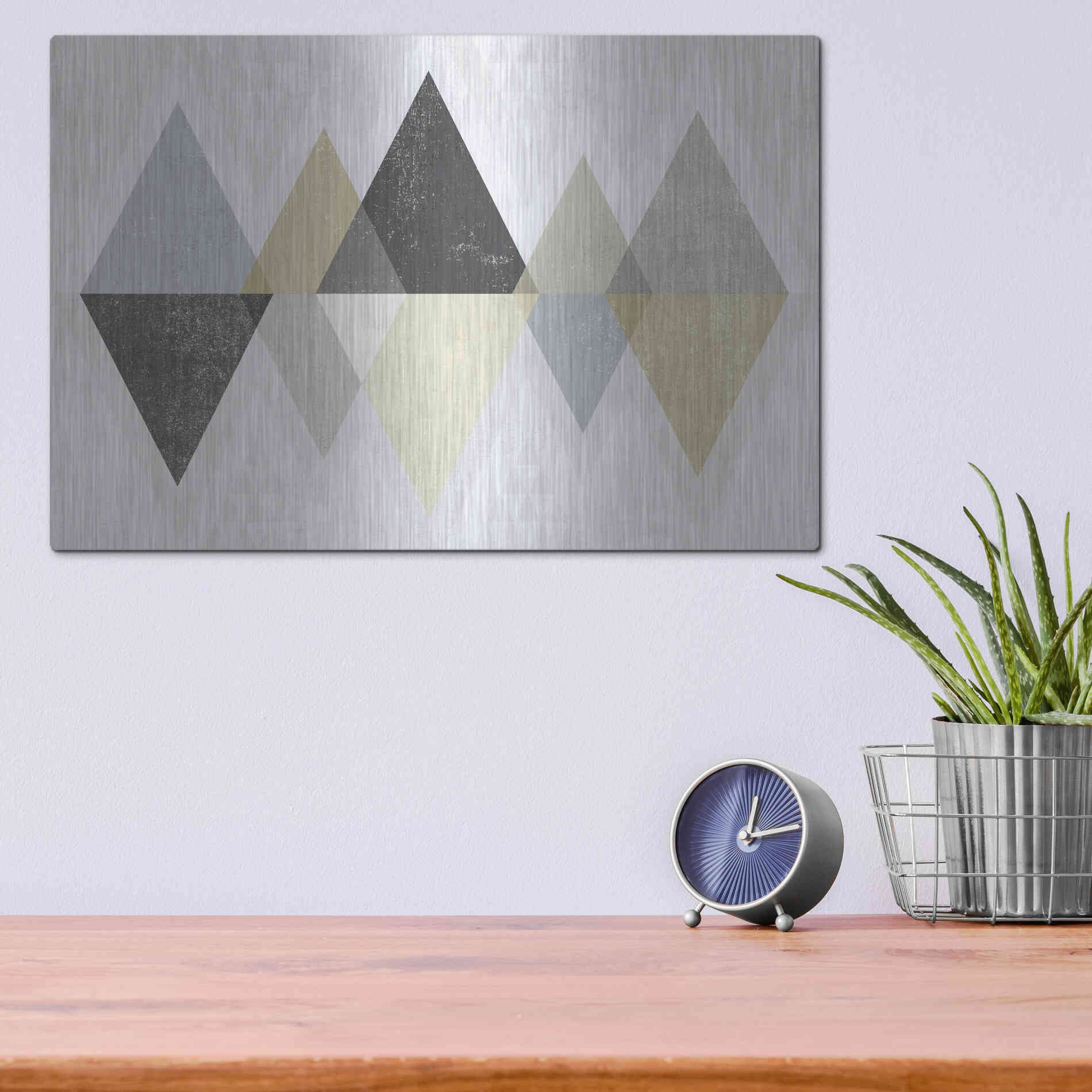 Luxe Metal Art 'Mod Triangles II Archroma' by Michael Mullan, Metal Wall Art,16x12