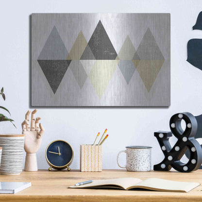 Luxe Metal Art 'Mod Triangles II Archroma' by Michael Mullan, Metal Wall Art,16x12