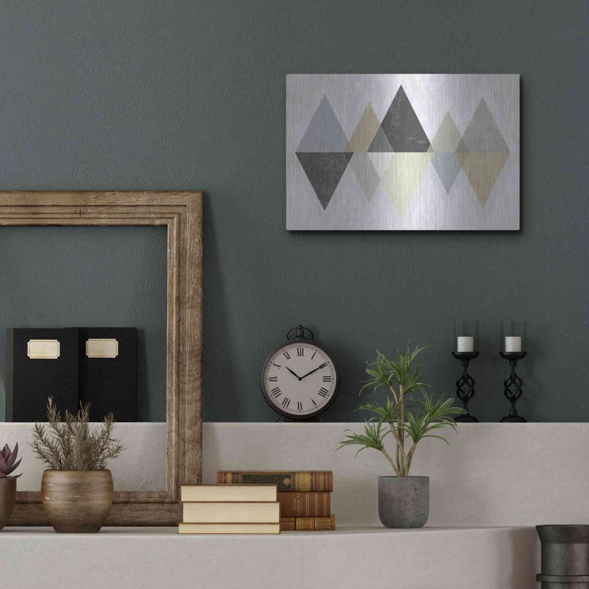 Luxe Metal Art 'Mod Triangles II Archroma' by Michael Mullan, Metal Wall Art,16x12