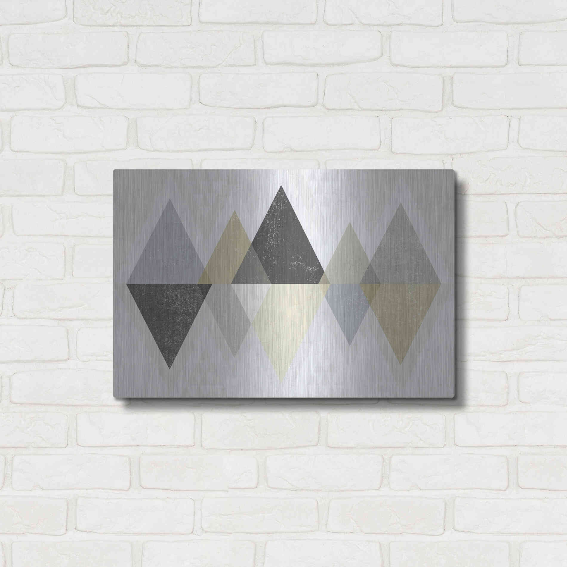 Luxe Metal Art 'Mod Triangles II Archroma' by Michael Mullan, Metal Wall Art,24x16