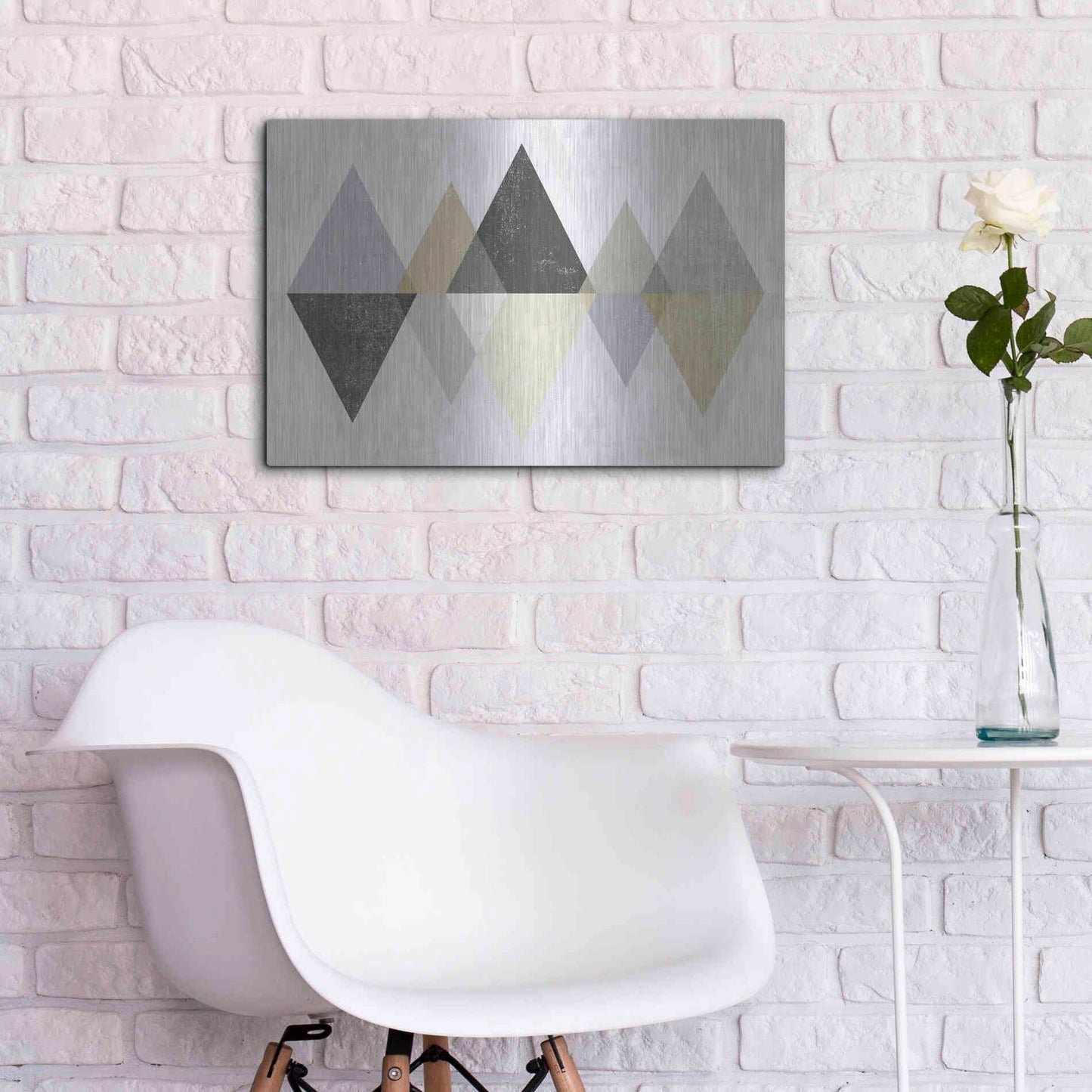 Luxe Metal Art 'Mod Triangles II Archroma' by Michael Mullan, Metal Wall Art,24x16