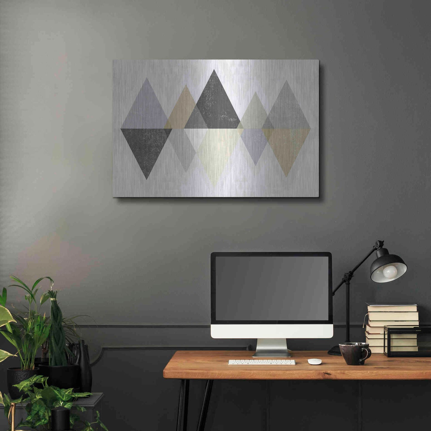 Luxe Metal Art 'Mod Triangles II Archroma' by Michael Mullan, Metal Wall Art,36x24